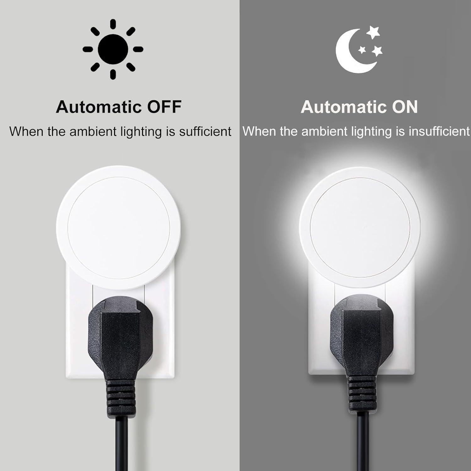 Luz Nocturna Eneteck 4 Piezas con Sensor de Luz Blanca