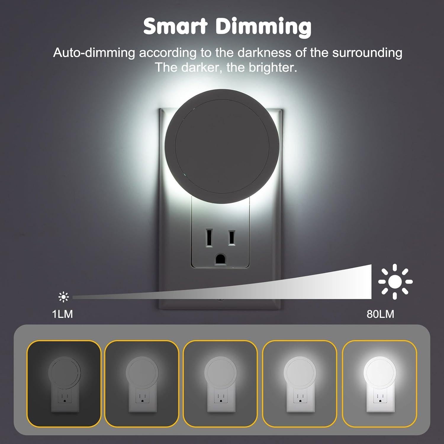 Luz Nocturna Eneteck 4 Piezas con Sensor de Luz Blanca