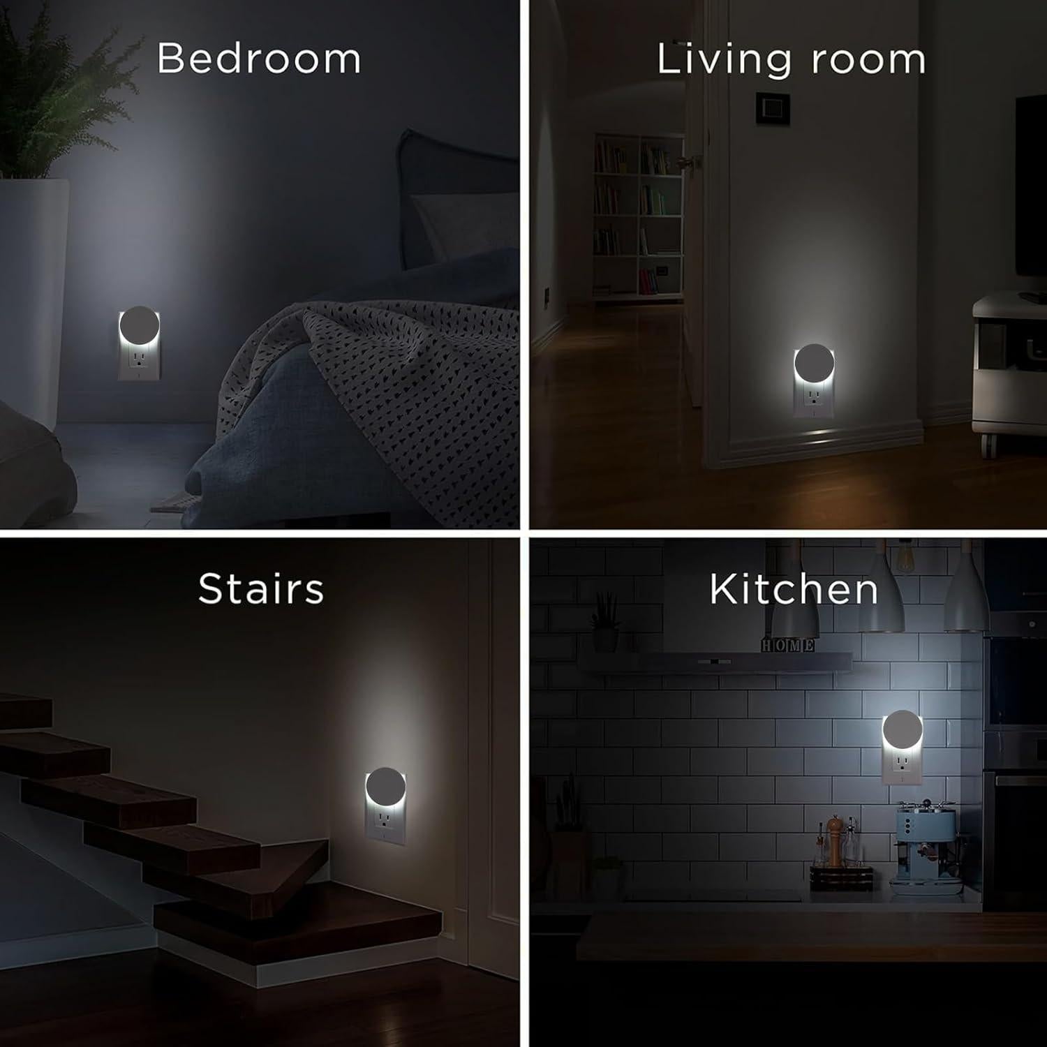 Luz Nocturna Eneteck 4 Piezas con Sensor de Luz Blanca