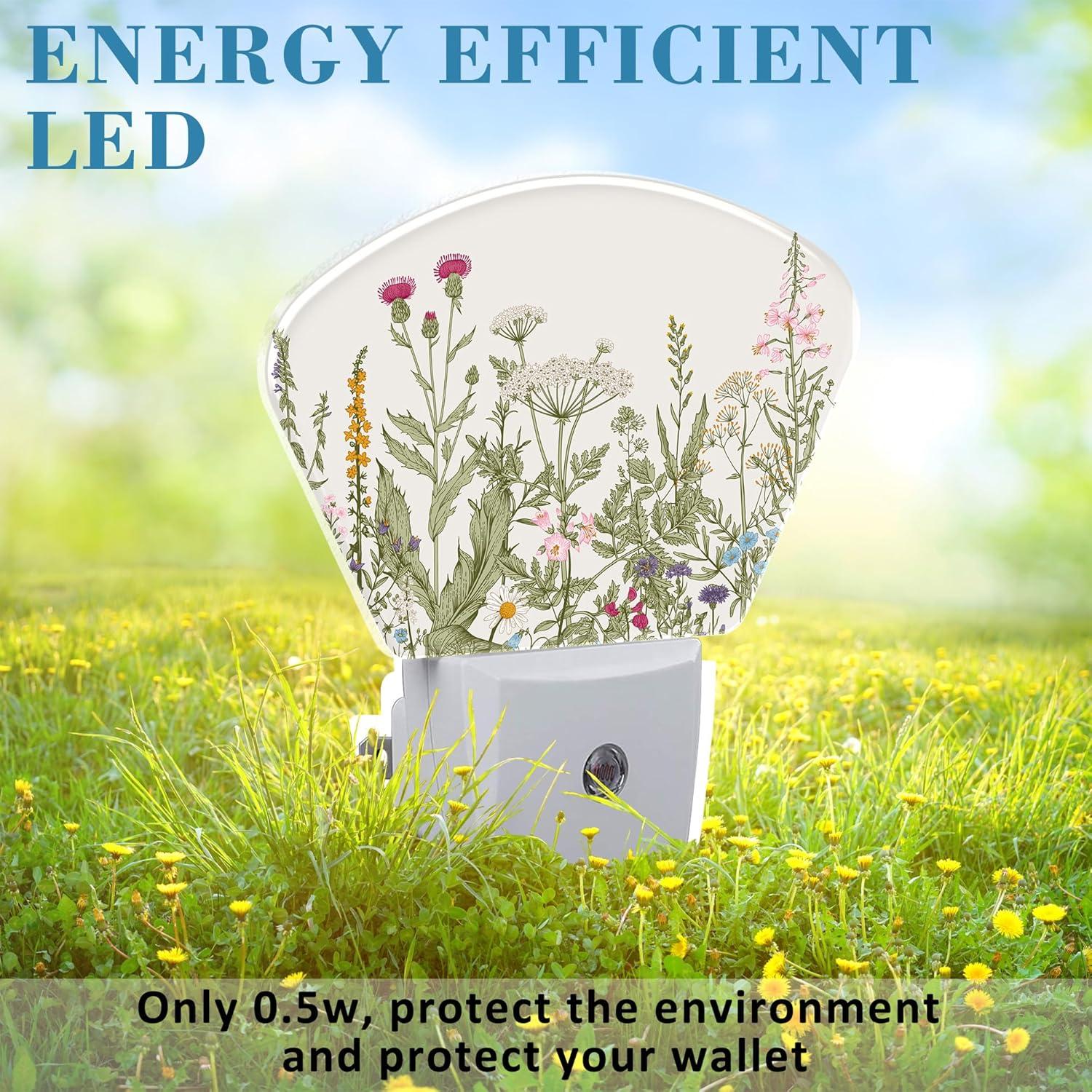 Luz Nocturna LED Vintage Uiaoiais Flores Silvestres 5x5cm