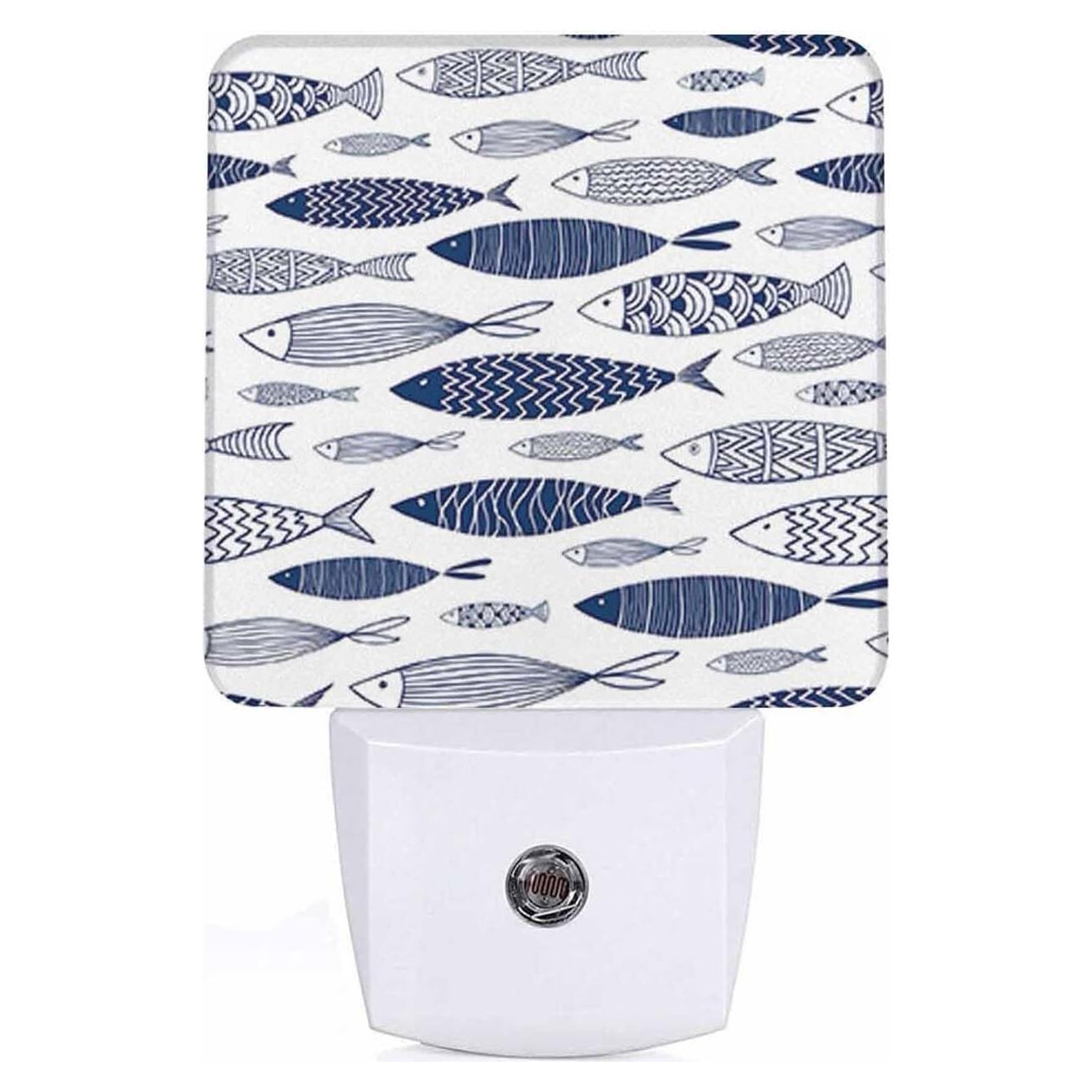 Luz Nocturna LED Chrobak Pez Doodle Azul Sensor Automático