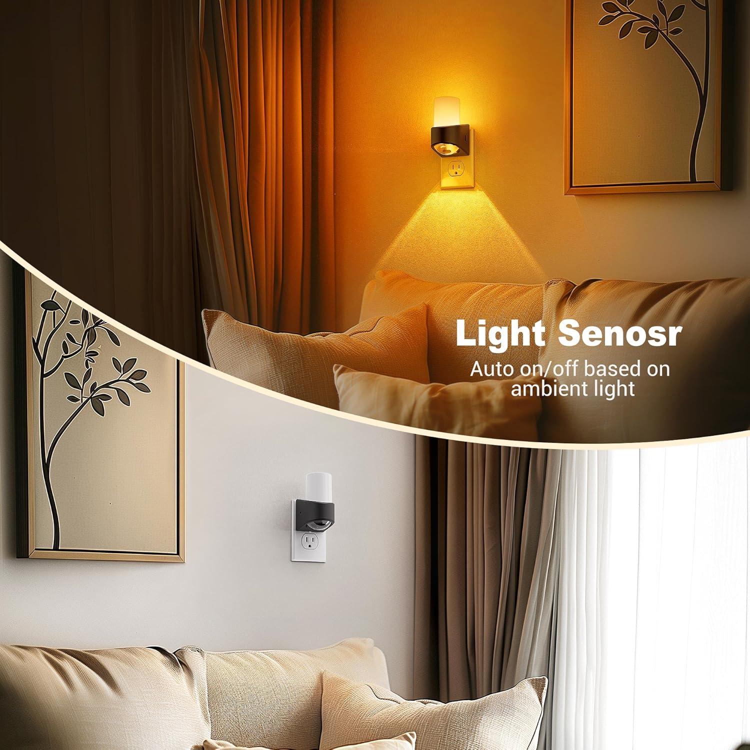 Luz Nocturna Enchufable JandCase Ámbar con Sensor y Brillo Ajustable