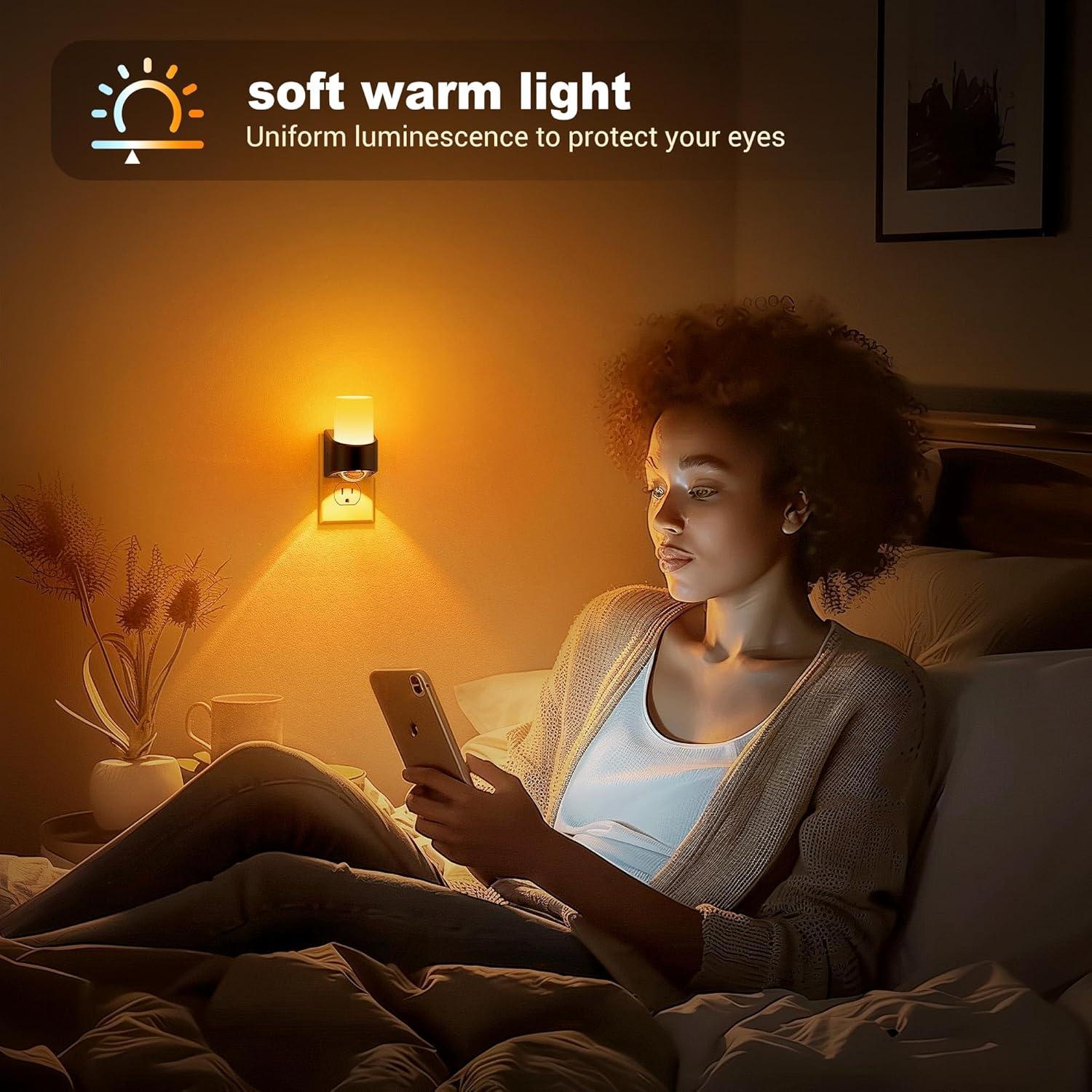 Luz Nocturna Enchufable JandCase Ámbar con Sensor y Brillo Ajustable