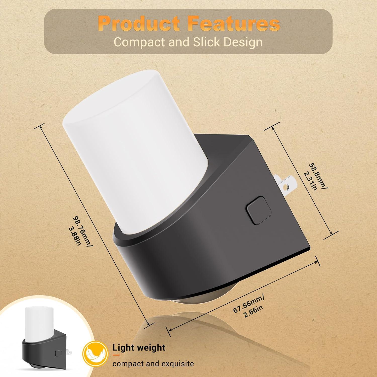 Luz Nocturna Enchufable JandCase Ámbar con Sensor y Brillo Ajustable