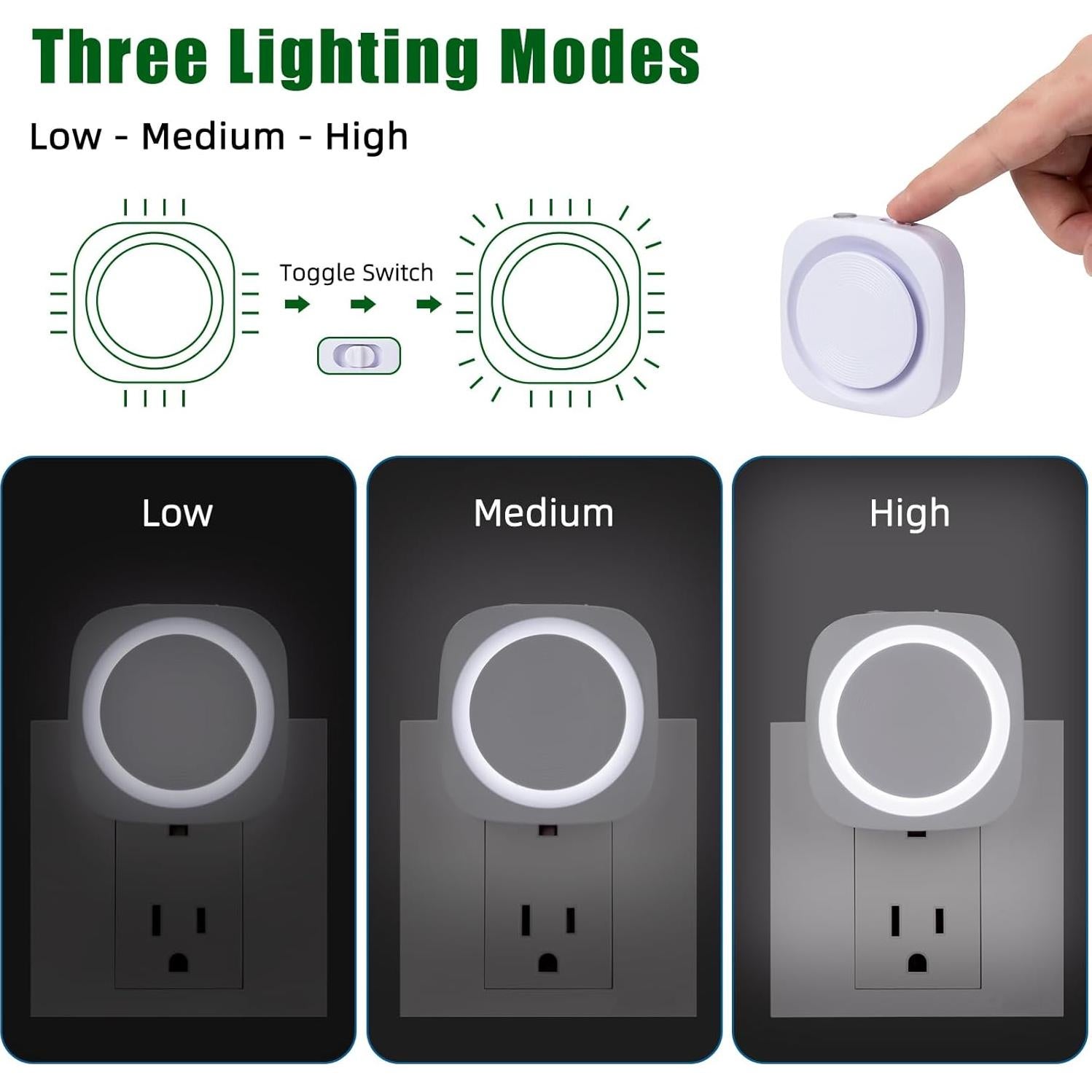 Luces Nocturnas LED Enchufables Weekuu, Regulables, 4 Paquetes