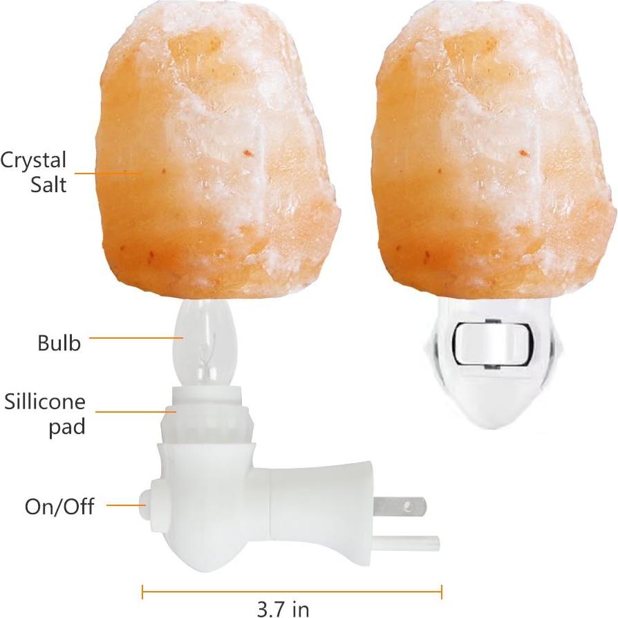 Paquete de 2 lámparas de sal del Himalaya Pursalt con luz nocturna