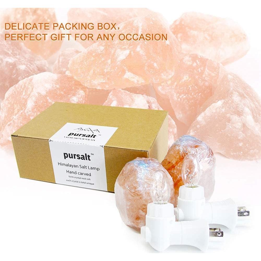 Paquete de 2 lámparas de sal del Himalaya Pursalt con luz nocturna