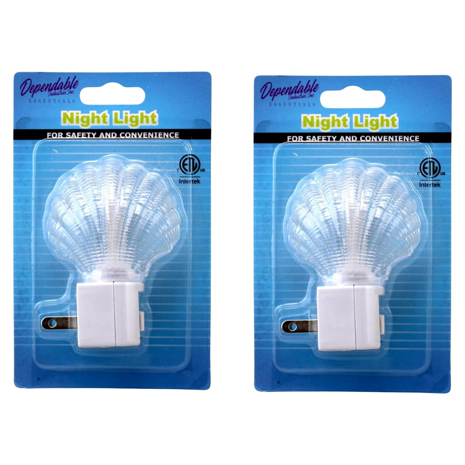 Conjunto de 2 Luces Nocturnas LED Concha Marina 1W 16 Lúmenes