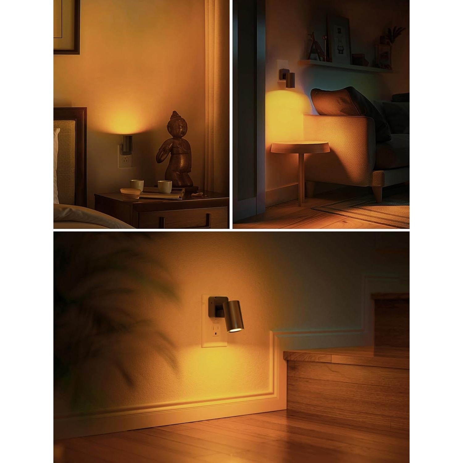 L LOHAS LED Luz Nocturna Enchufable Ámbar 2-Pack con Sensor