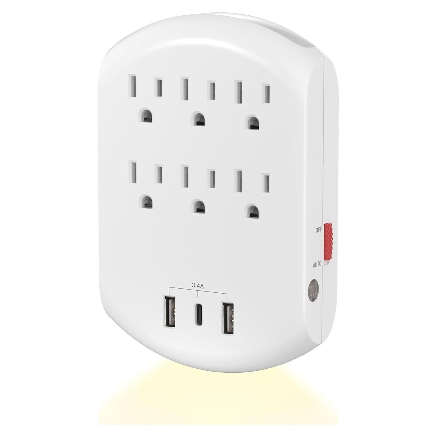 Extensor de Enchufe BN-LINK 6 Salidas y 3 USB Luz Nocturna