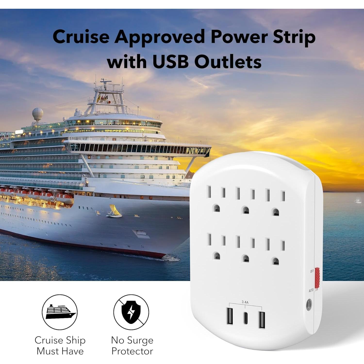 Extensor de Enchufe BN-LINK 6 Salidas y 3 USB Luz Nocturna