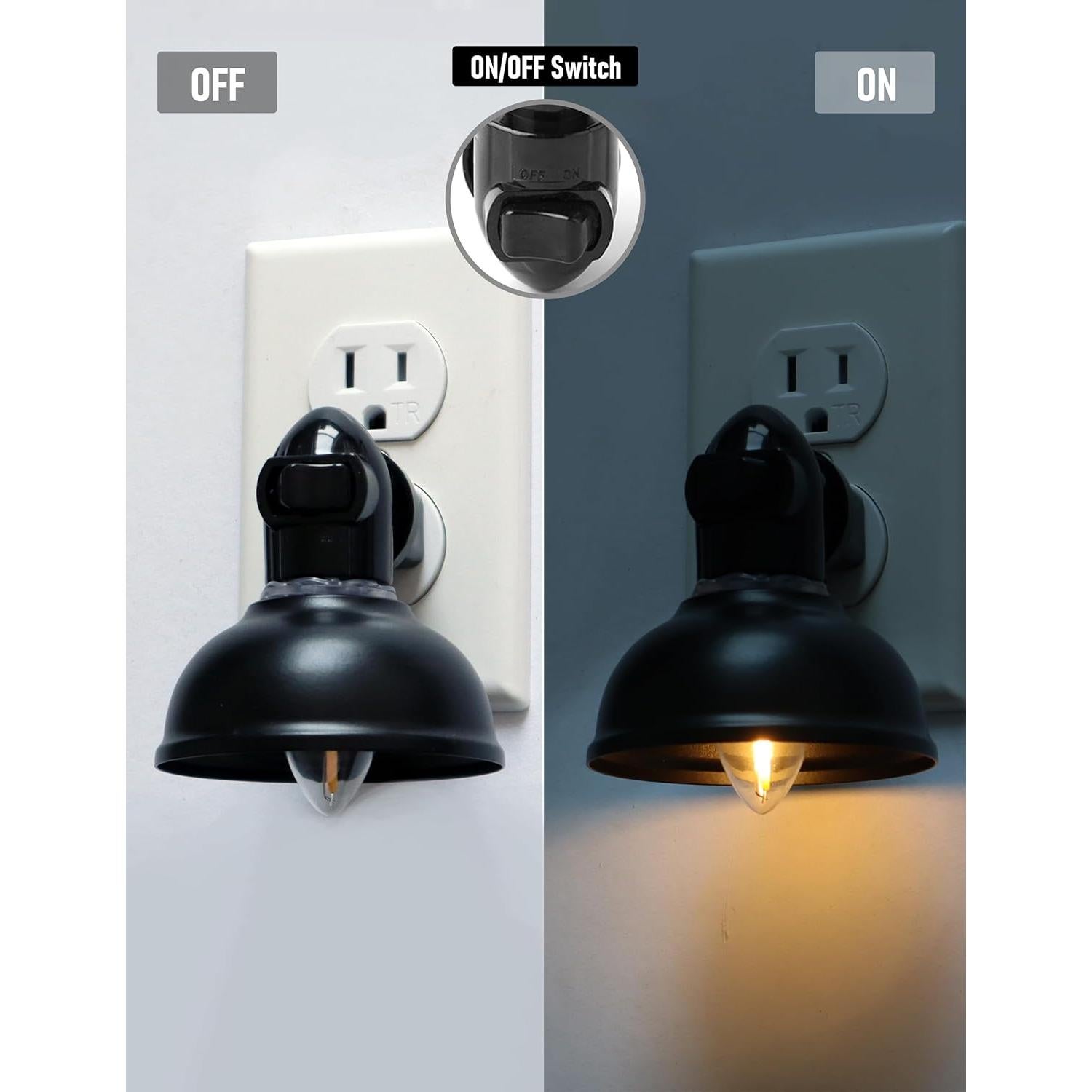 Luz Nocturna de Enchufe LOIWON Vintage 0.5W LED Pantalla Metal