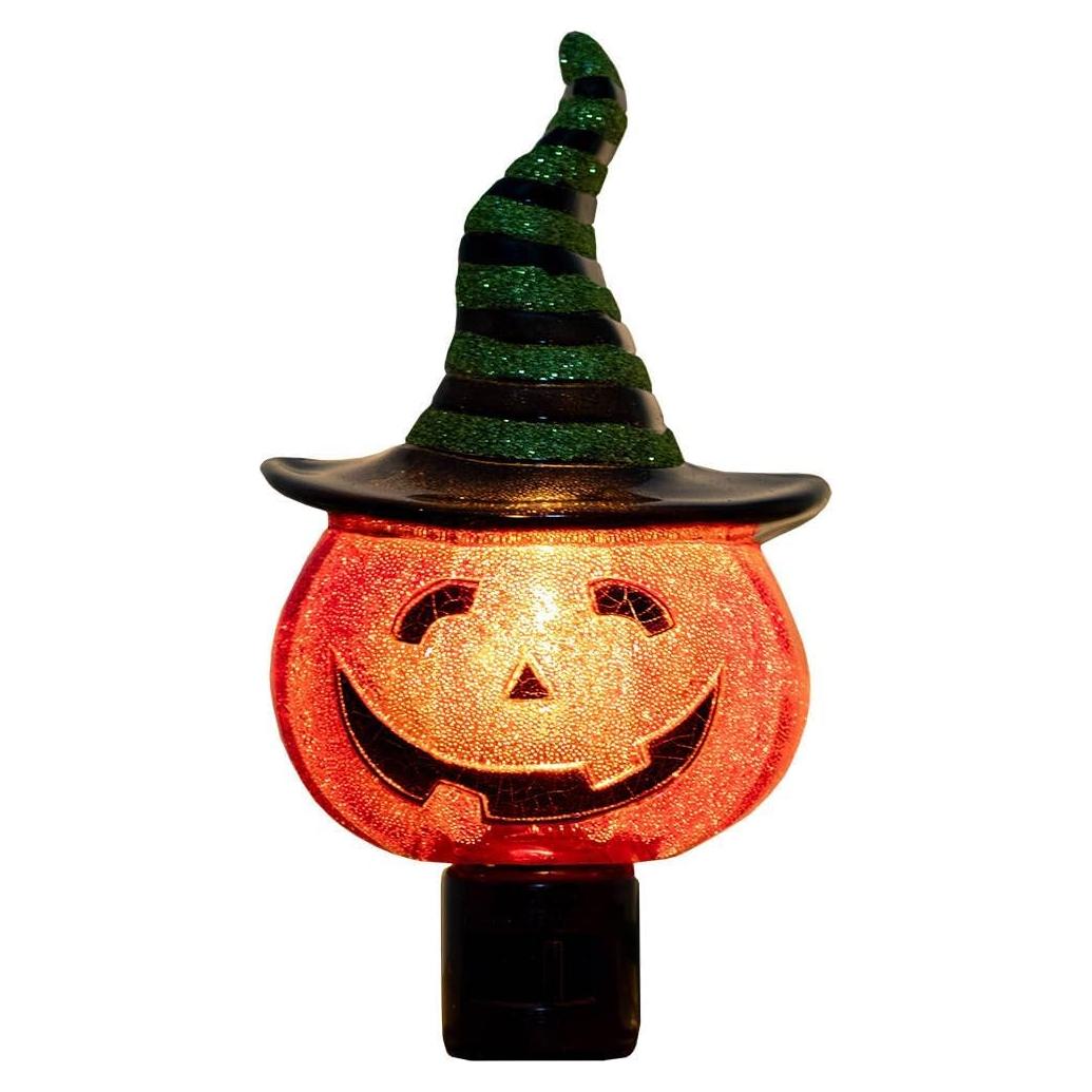 Luz Nocturna LED Calabaza con Sombrero de Bruja 18.4x13cm