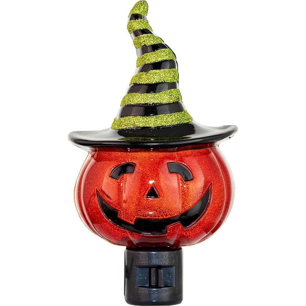 Luz Nocturna LED Calabaza con Sombrero de Bruja 18.4x13cm