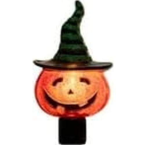 Luz Nocturna LED Calabaza con Sombrero de Bruja 18.4x13cm