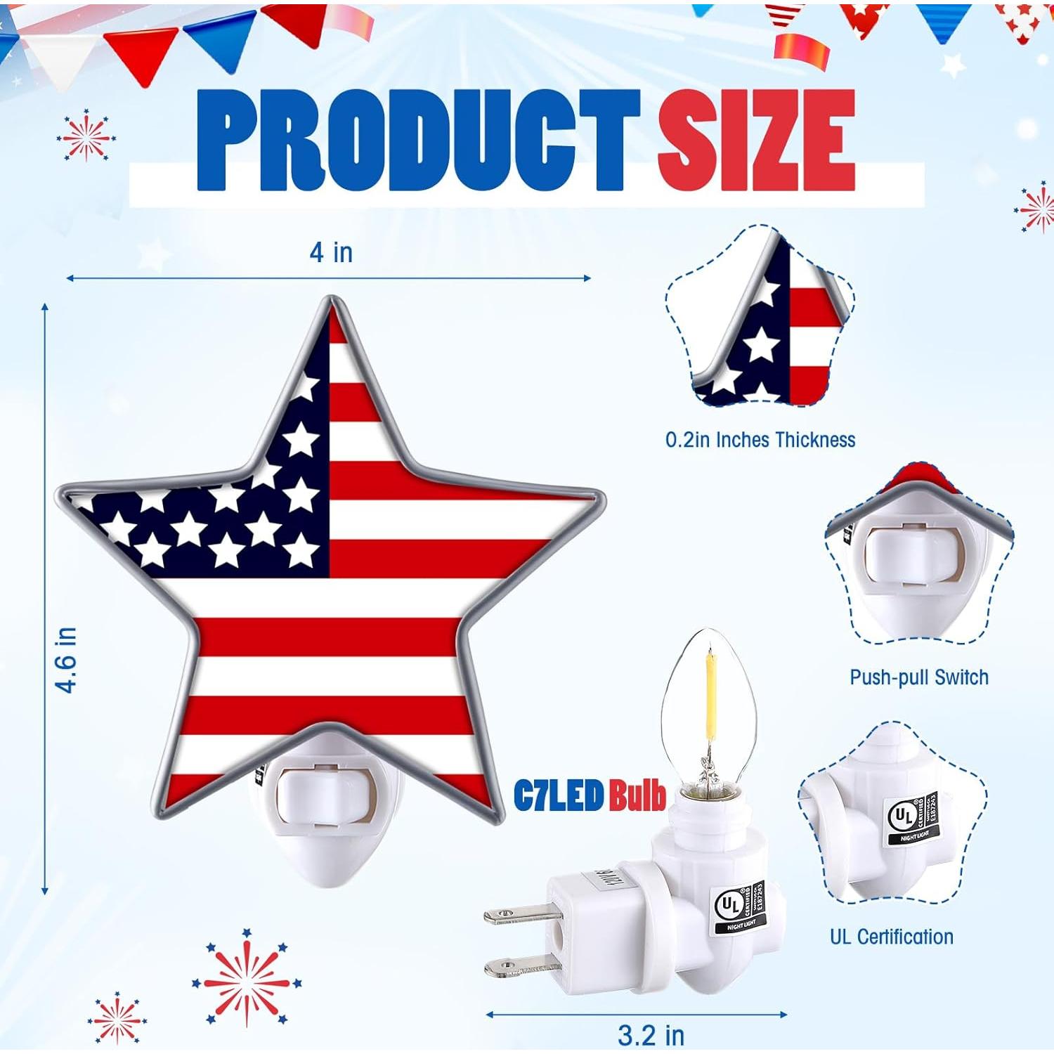 Luz Nocturna Estrella 4 de Julio Kittmip LED Acrílica