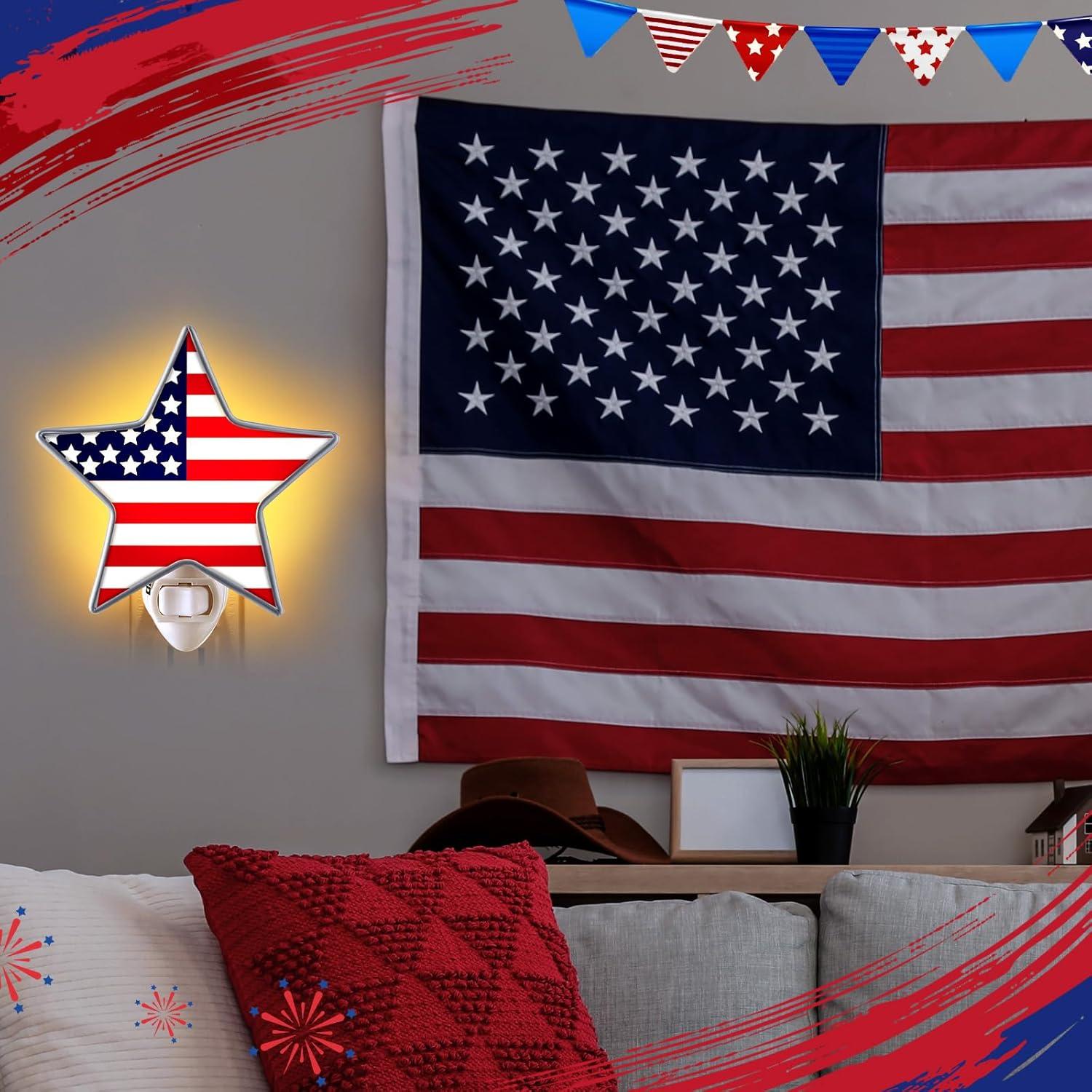 Luz Nocturna Estrella 4 de Julio Kittmip LED Acrílica