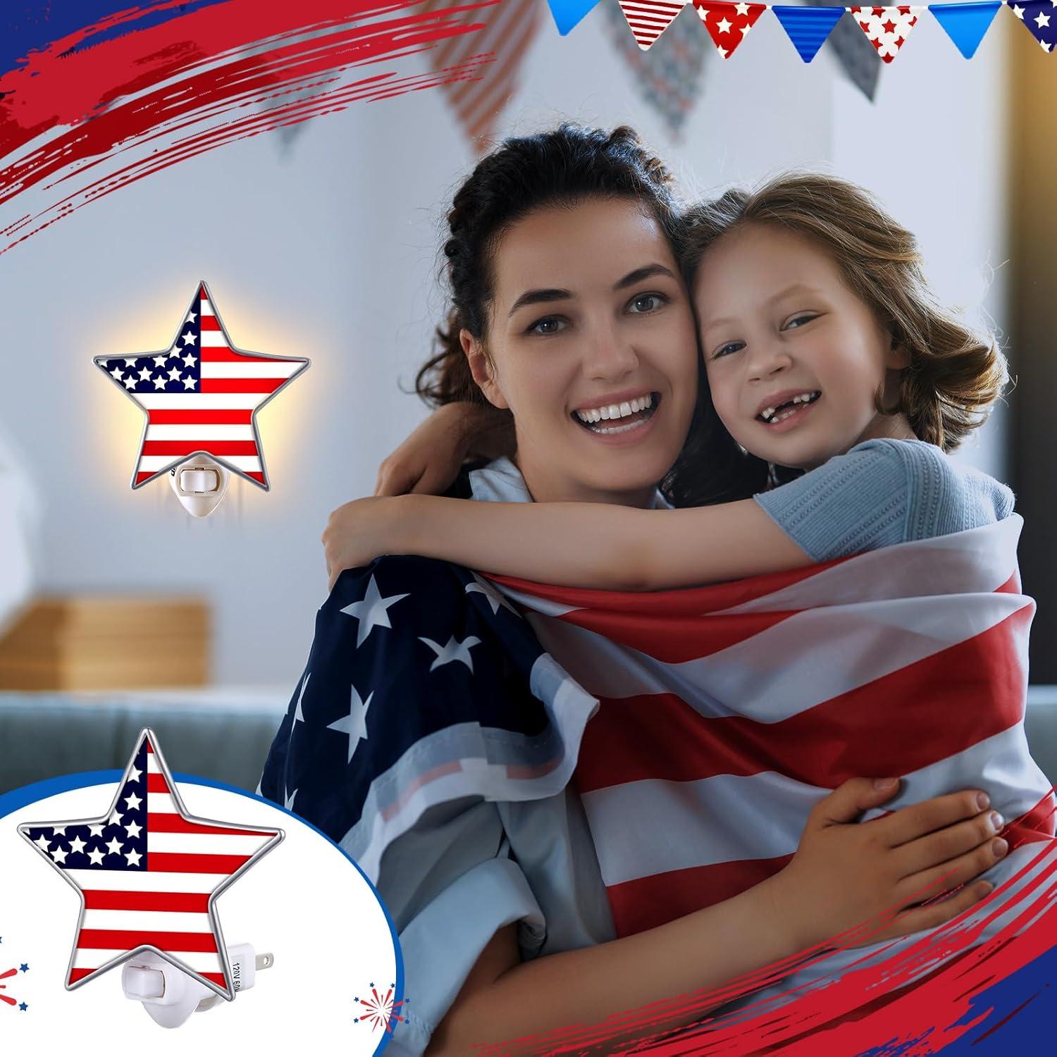 Luz Nocturna Estrella 4 de Julio Kittmip LED Acrílica