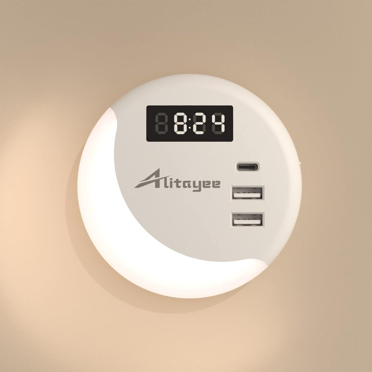 Luz Nocturna LED Alitayee con Sensor y Cargador USB-C 15W