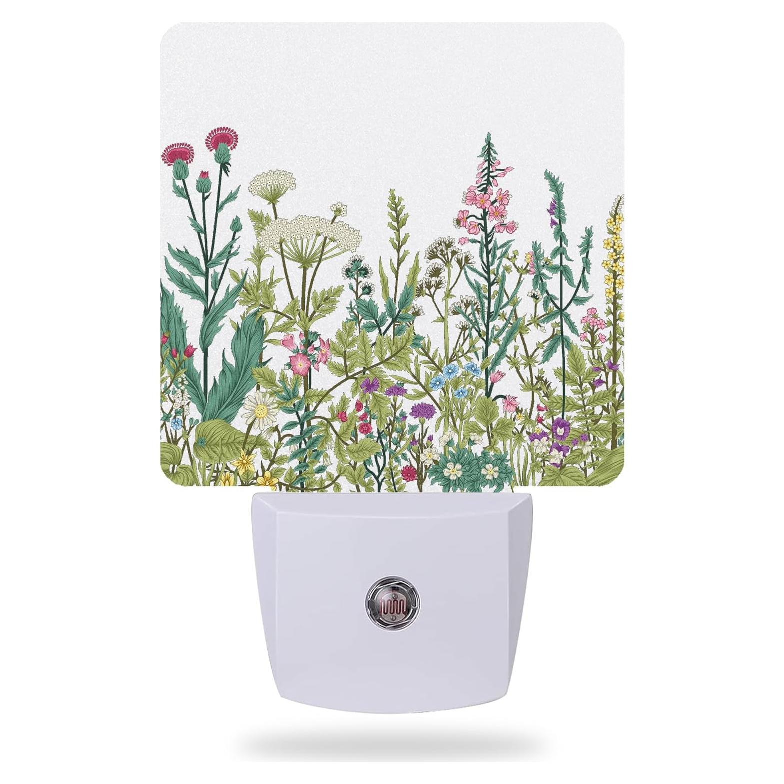 Luz Nocturna LED AOWULA 0.5W Enchufable Hierbas y Flores