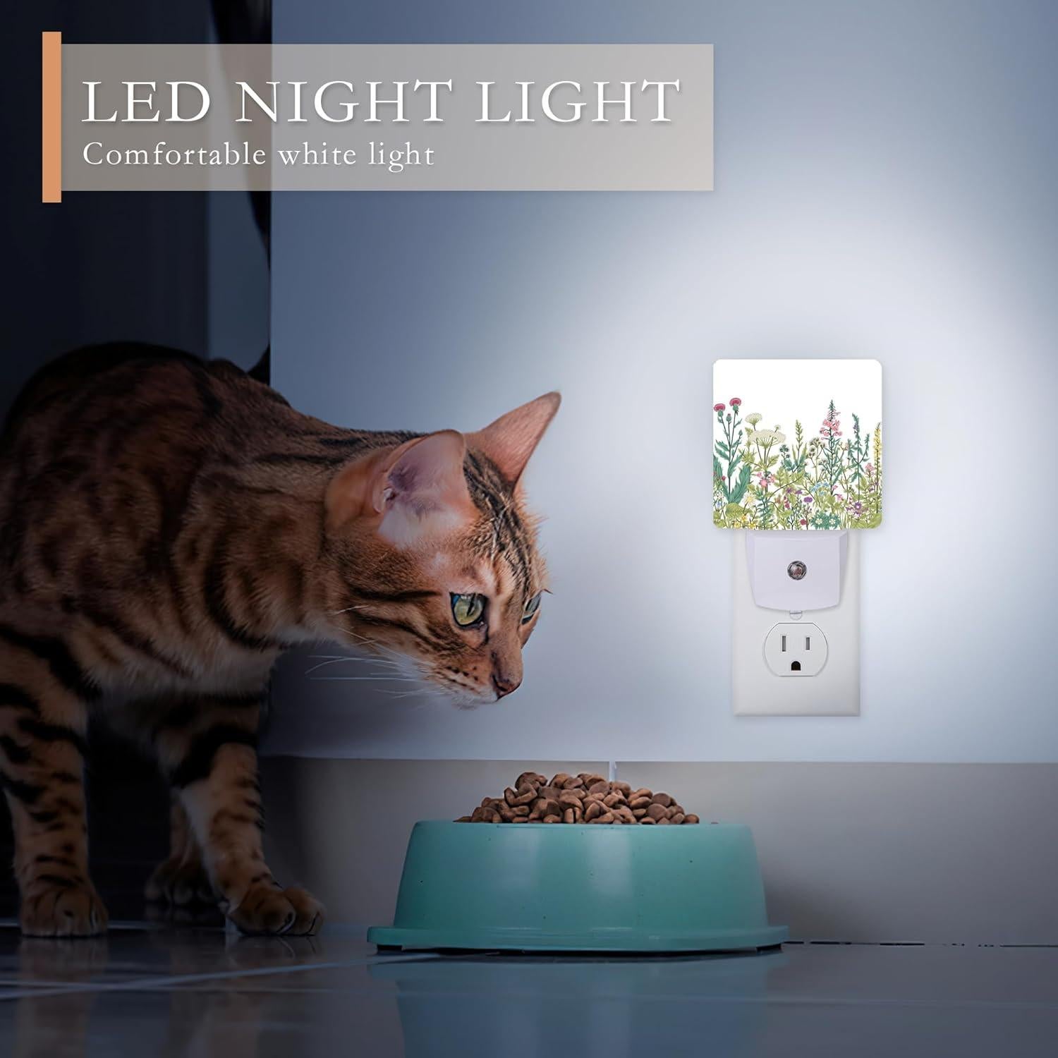 Luz Nocturna LED AOWULA 0.5W Enchufable Hierbas y Flores