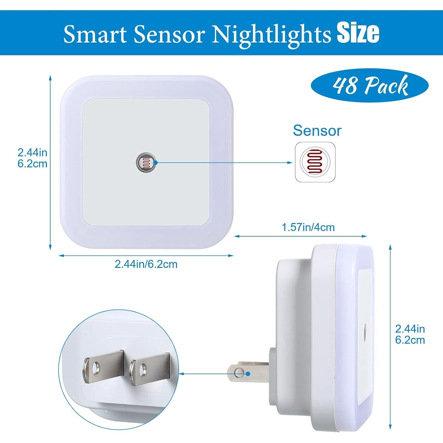 48 Luces Nocturnas LED Tuanse con Sensor Inteligente Blancas