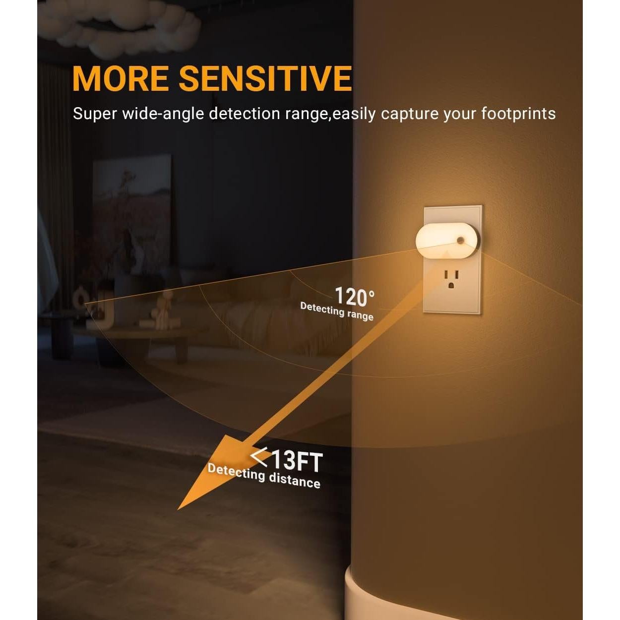 Luz Nocturna LED Lyridz con Sensor de Movimiento 1-120LM