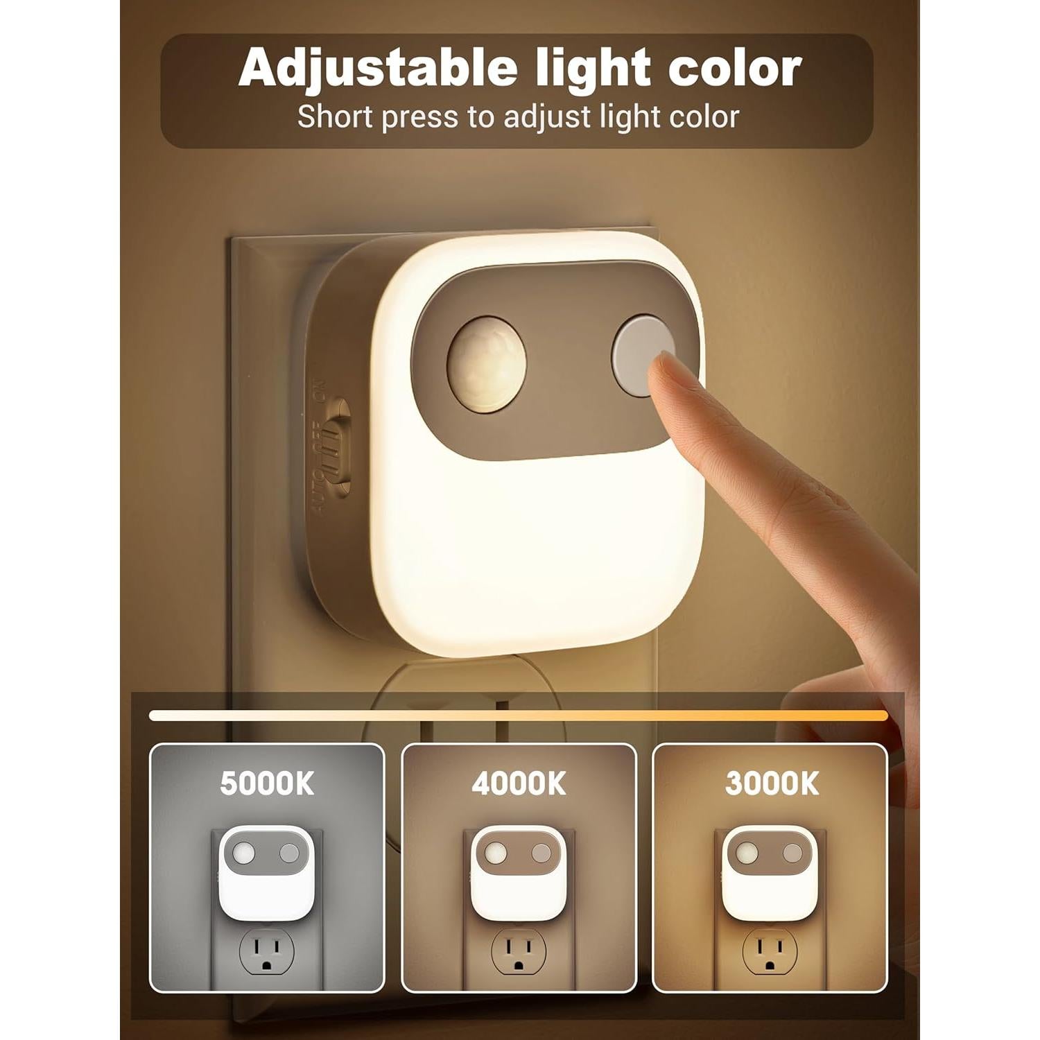 Luz Nocturna Enchufable JandCase con Sensor de Movimiento 2 Pzs