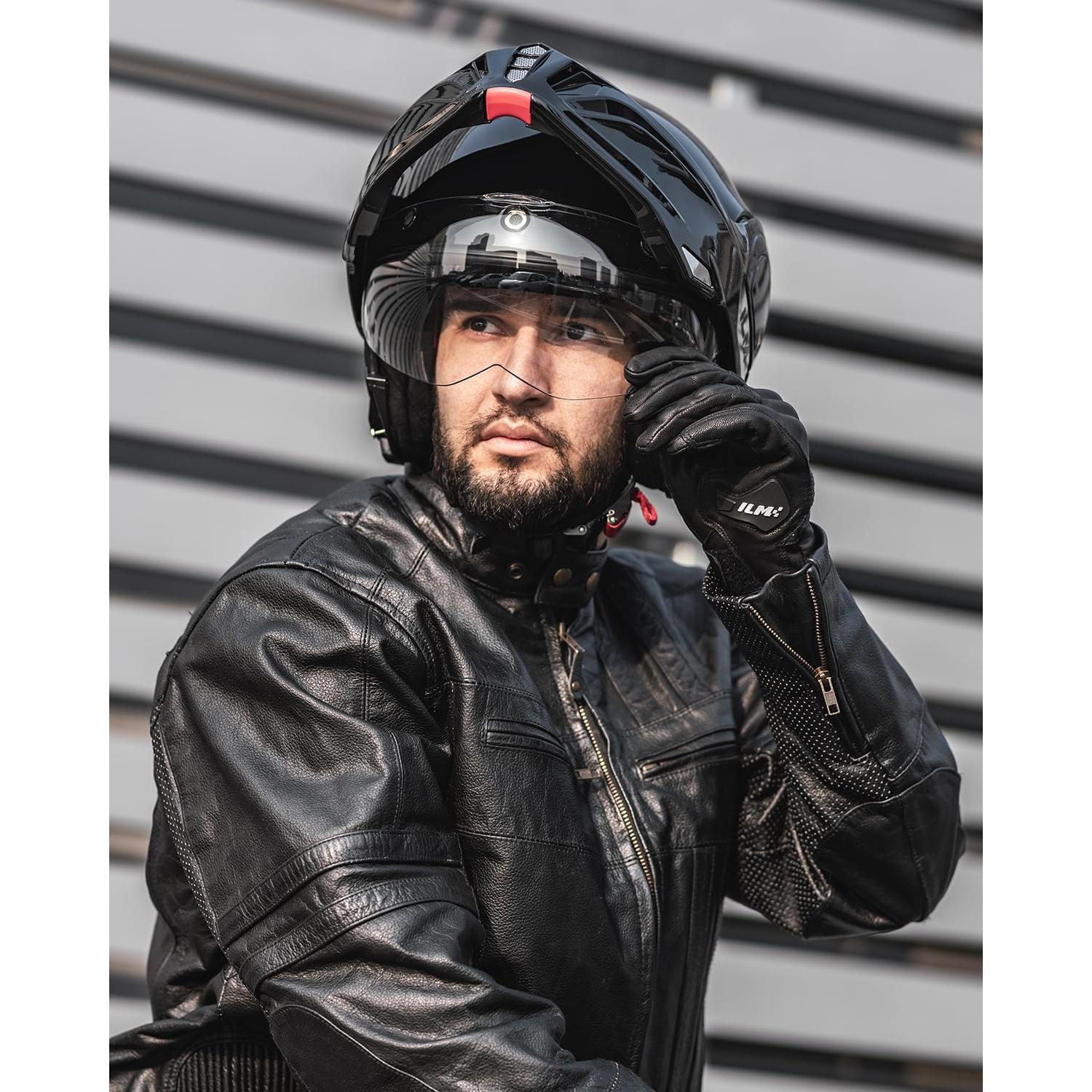 Casco Modular ILM B707 Vintage Negro Brillante 2XL