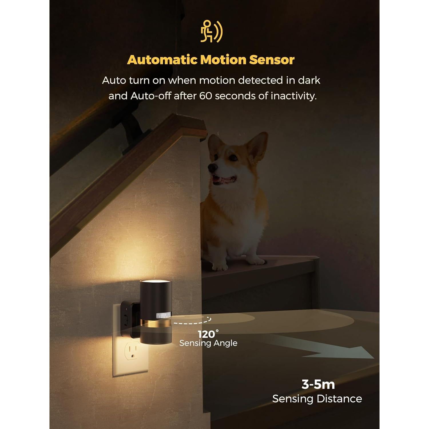 Luz Nocturna Enchufable L LOHAS LED con Sensor de Movimiento 3000K