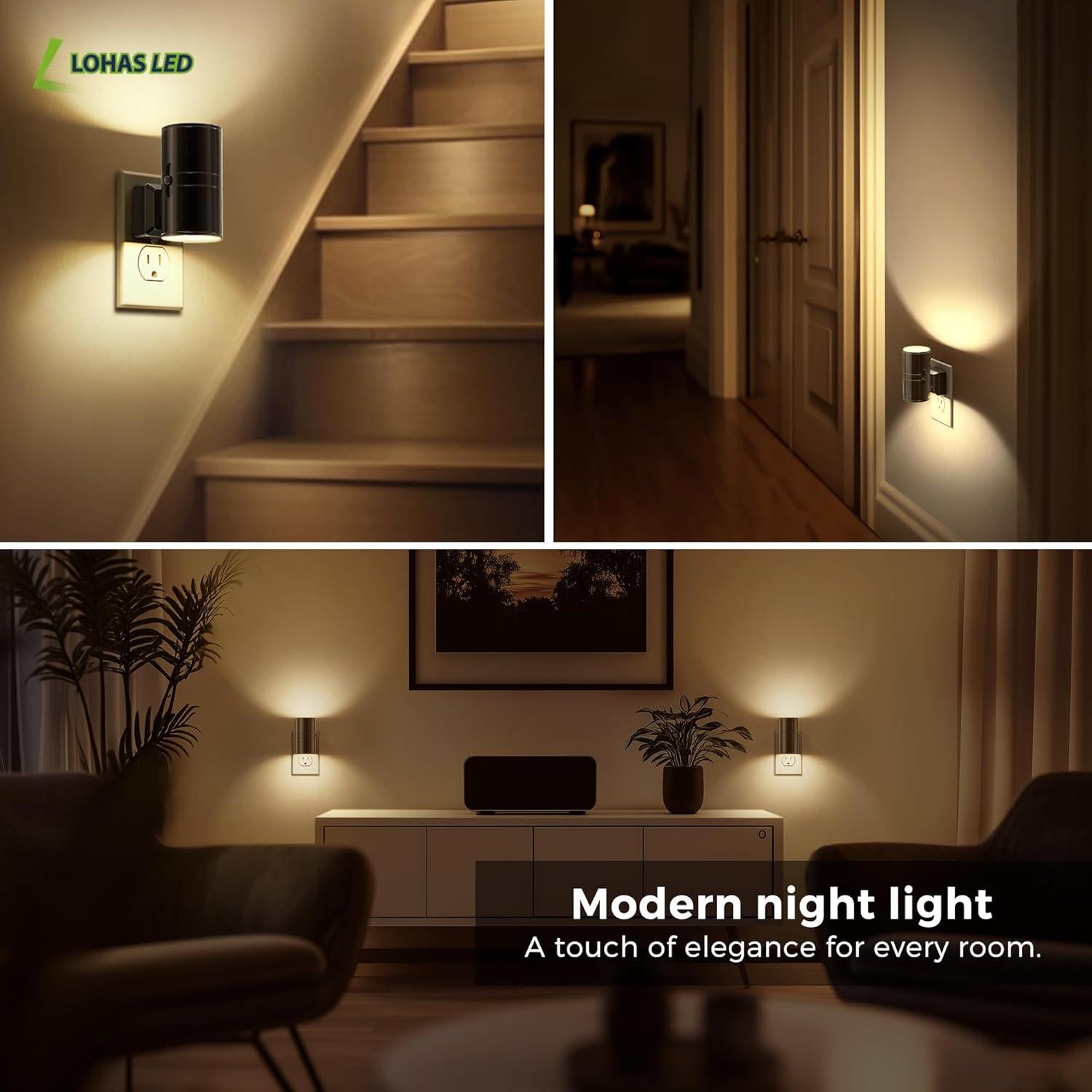 Luz Nocturna LED Regulable L LOHAS 2 Unidades 3000K