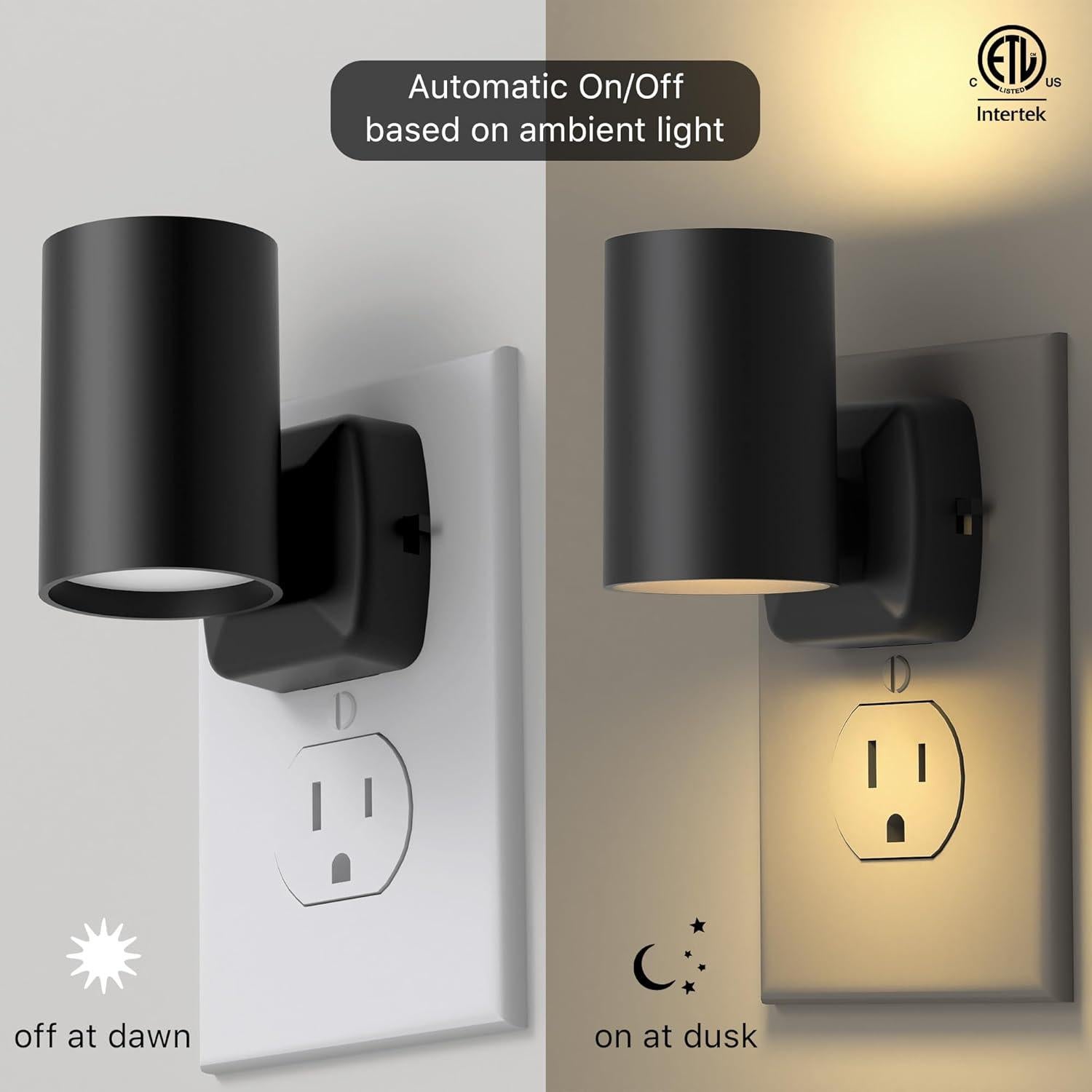 Luz Nocturna LED Enchufable FWASTT 2 PCS Sensor Crepúsculo