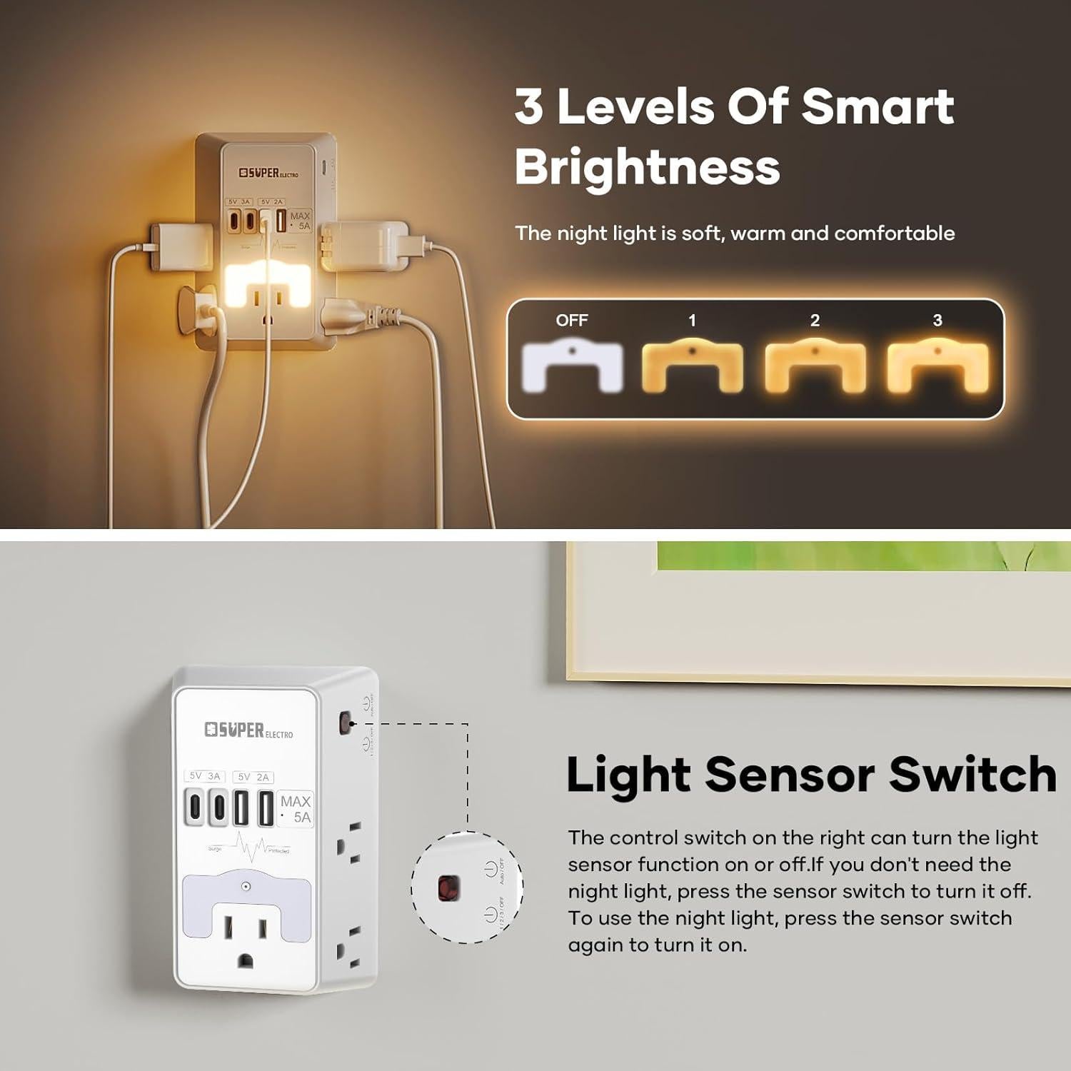 Adaptador de Enchufe USB Super Electro SL 827SB 5V 5A 5 Salidas