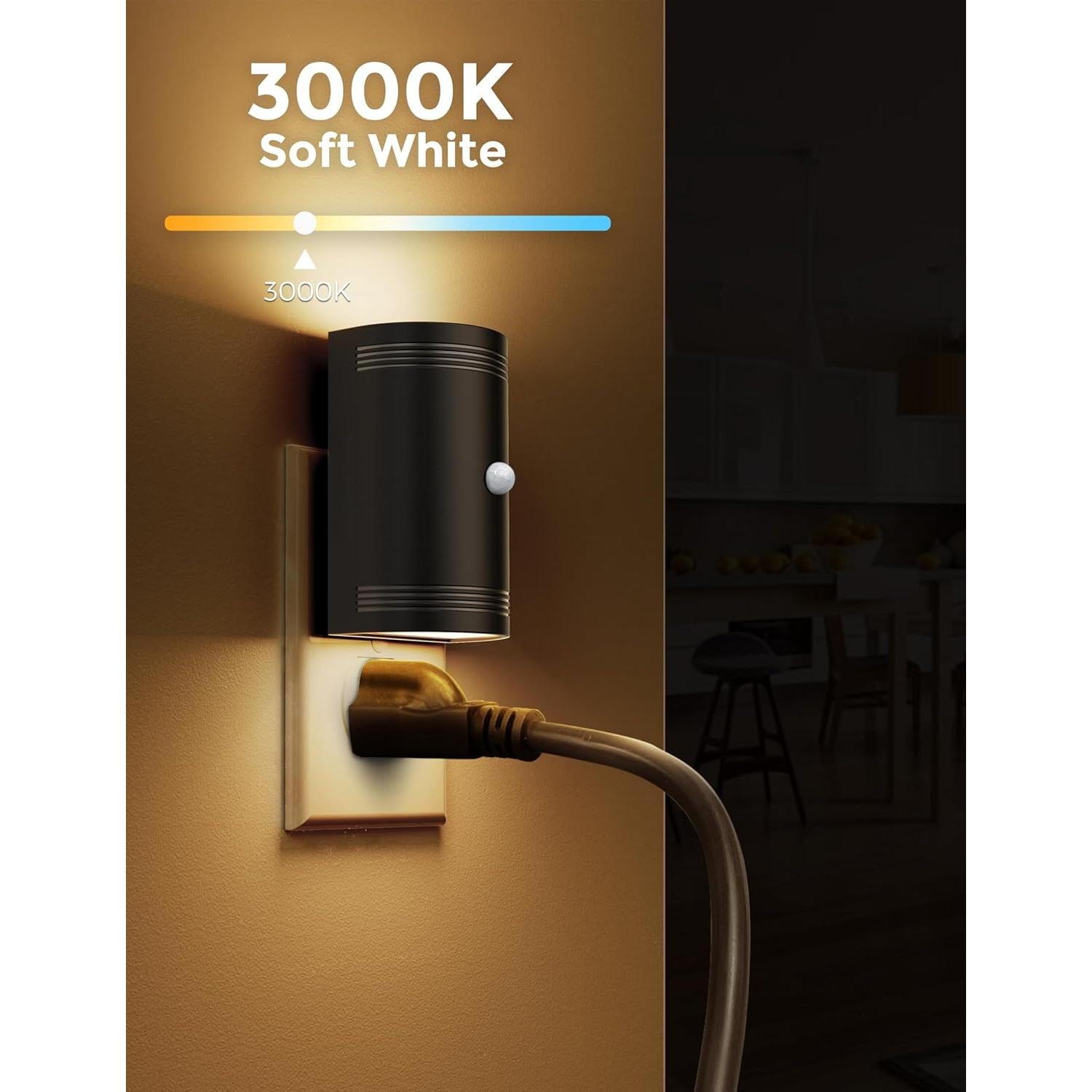 Luz Nocturna LED L LOHAS con Sensor de Movimiento 2-Pack 3000K