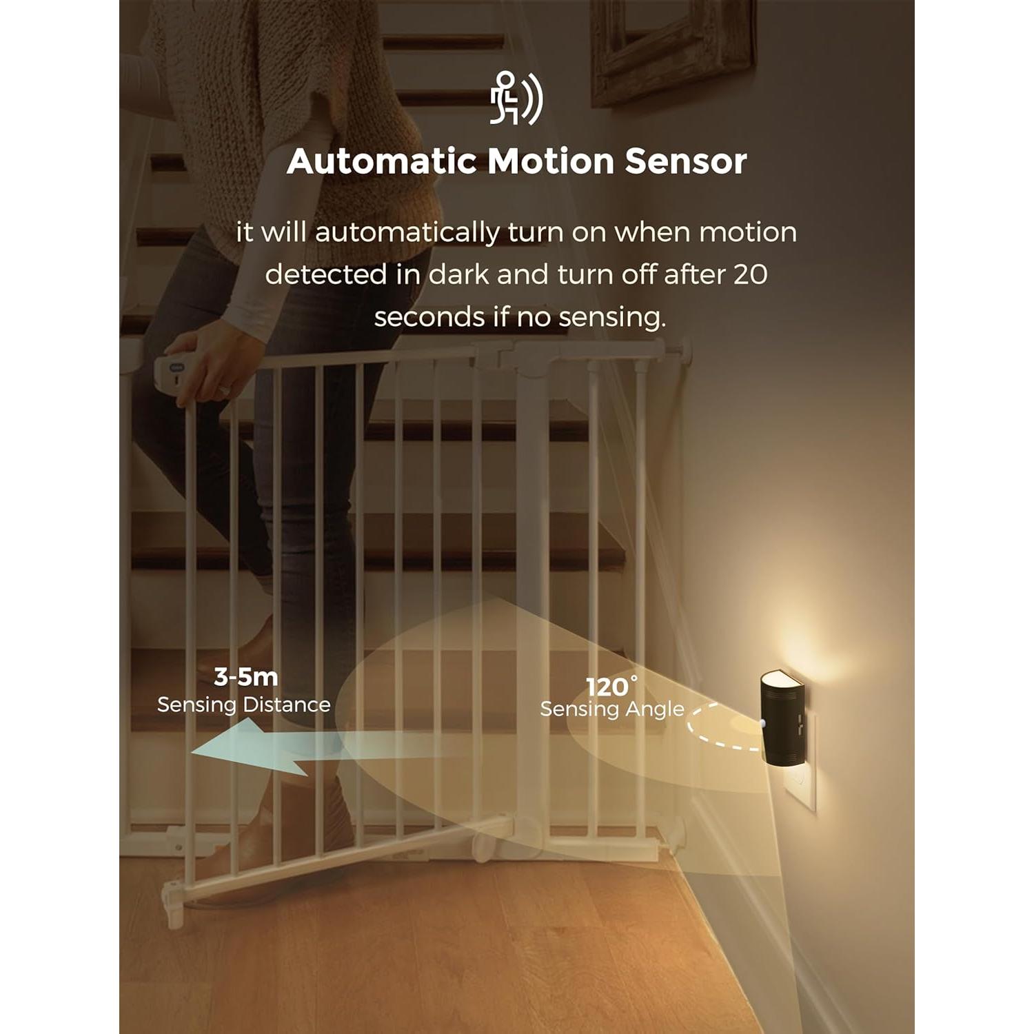 Luz Nocturna LED L LOHAS con Sensor de Movimiento 2-Pack 3000K