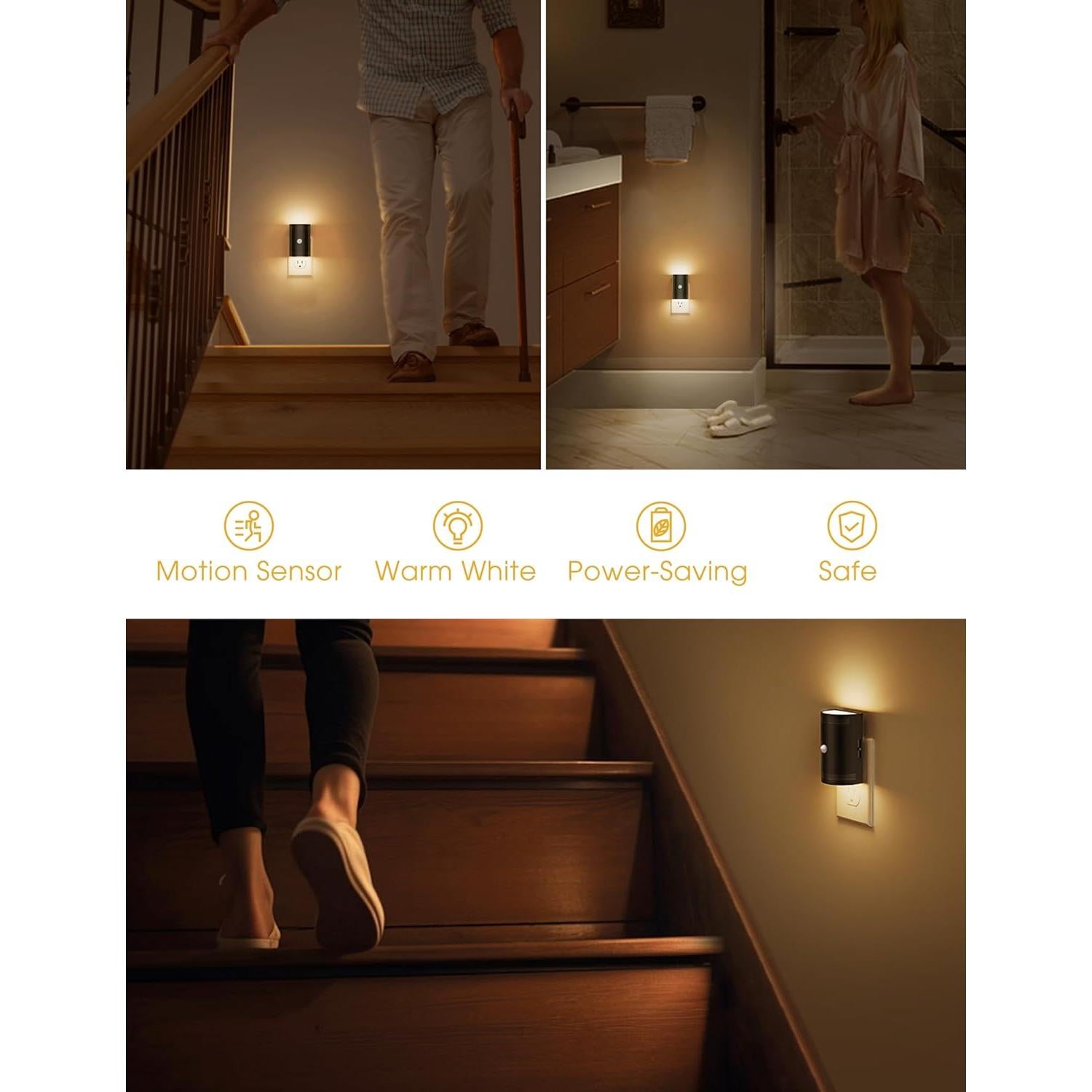 Luz Nocturna LED L LOHAS con Sensor de Movimiento 2-Pack 3000K