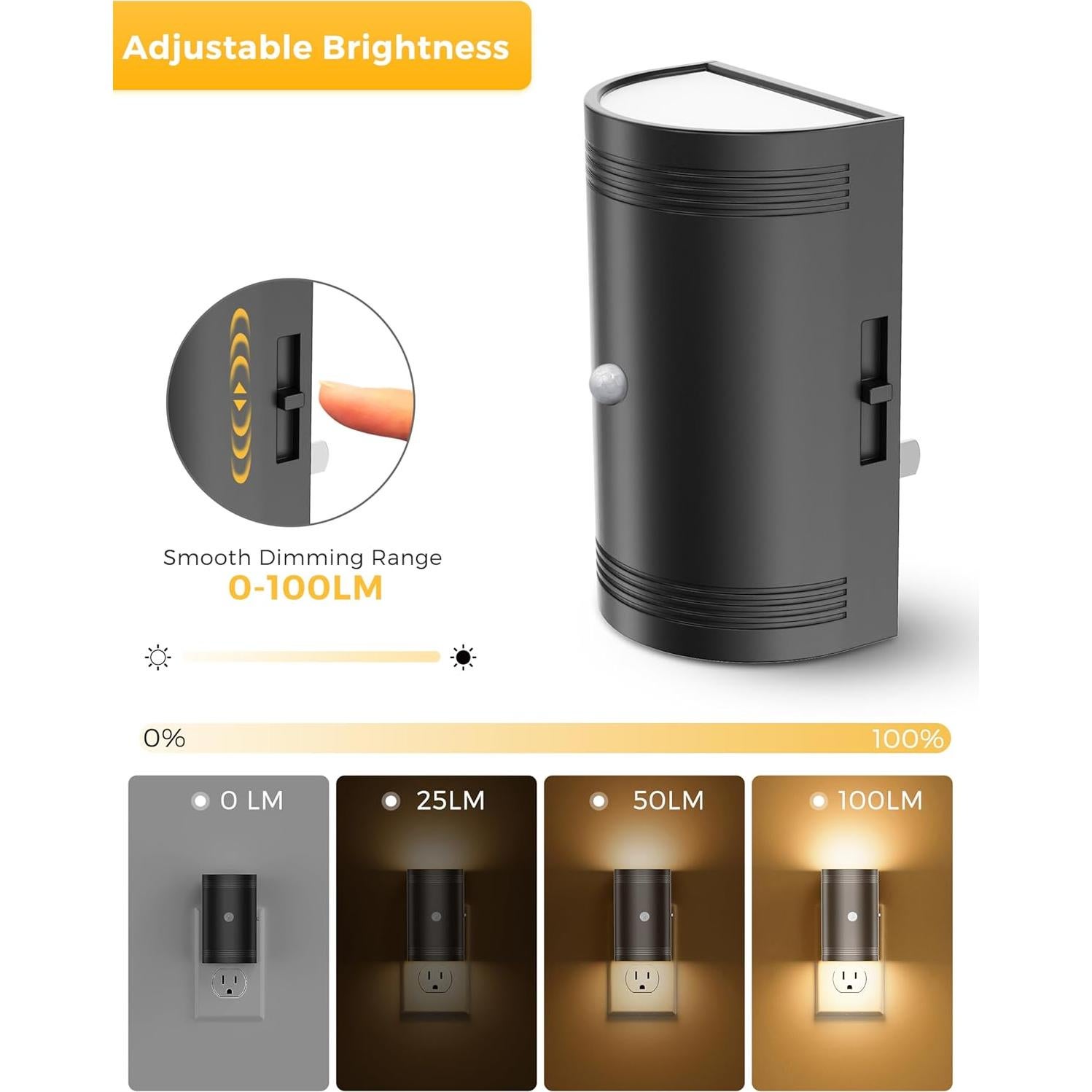 Luz Nocturna LED L LOHAS con Sensor de Movimiento 2-Pack 3000K