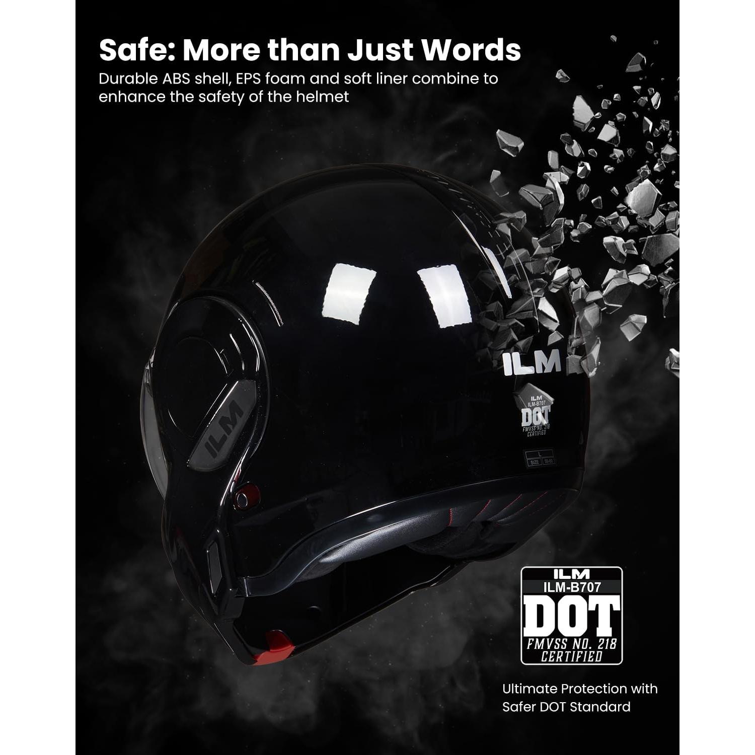 Casco Modular ILM B707 Vintage para Motocicleta Negro S