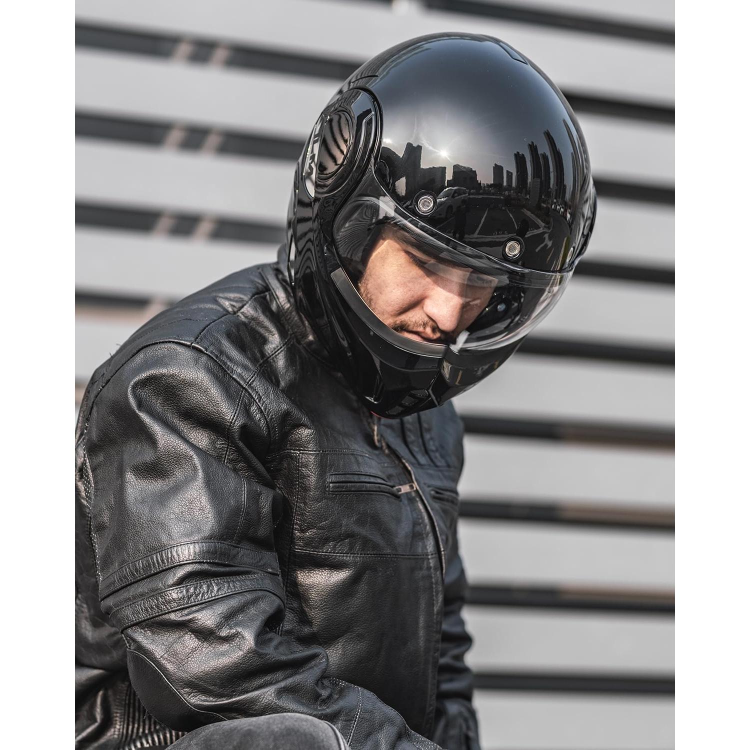 Casco Modular ILM B707 Vintage para Motocicleta Negro S