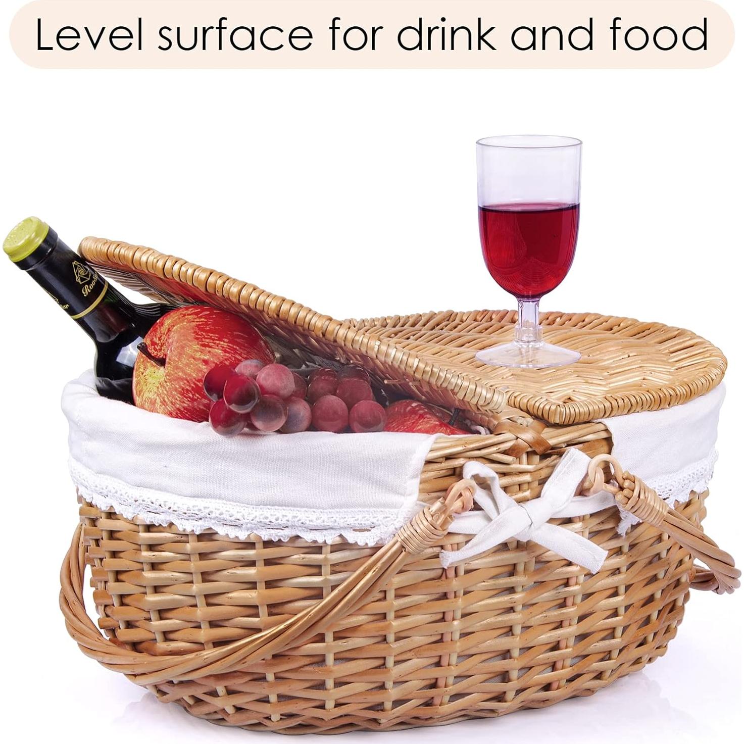 Cesta de Picnic de Mimbre Rurality con Tapa y Asa 39x28.9x18 cm