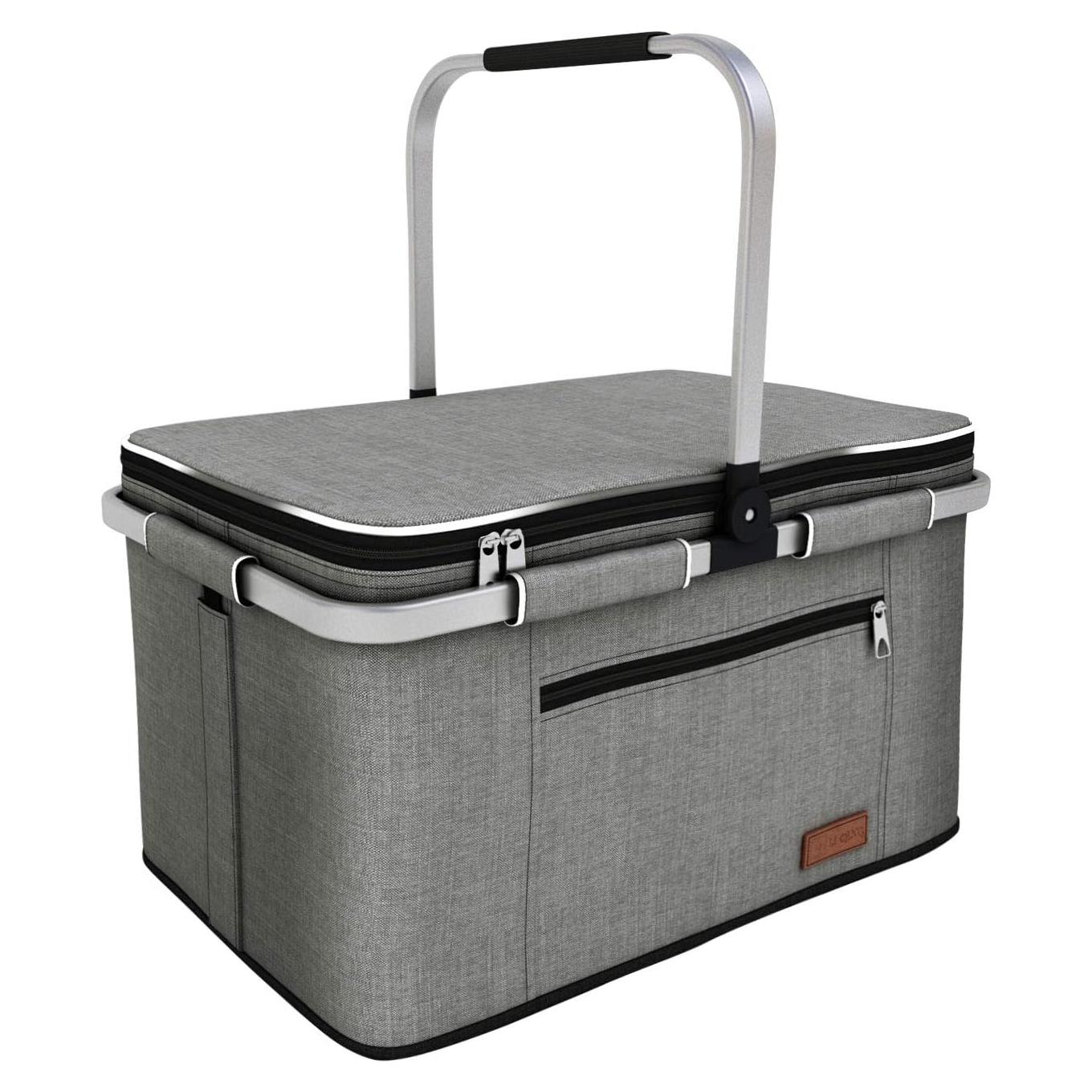 Canasta de Picnic LIQING 35L Aislada Plegable Gris