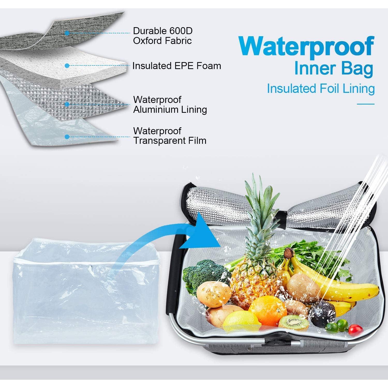 Canasta de Picnic LIQING 35L Aislada Plegable Gris