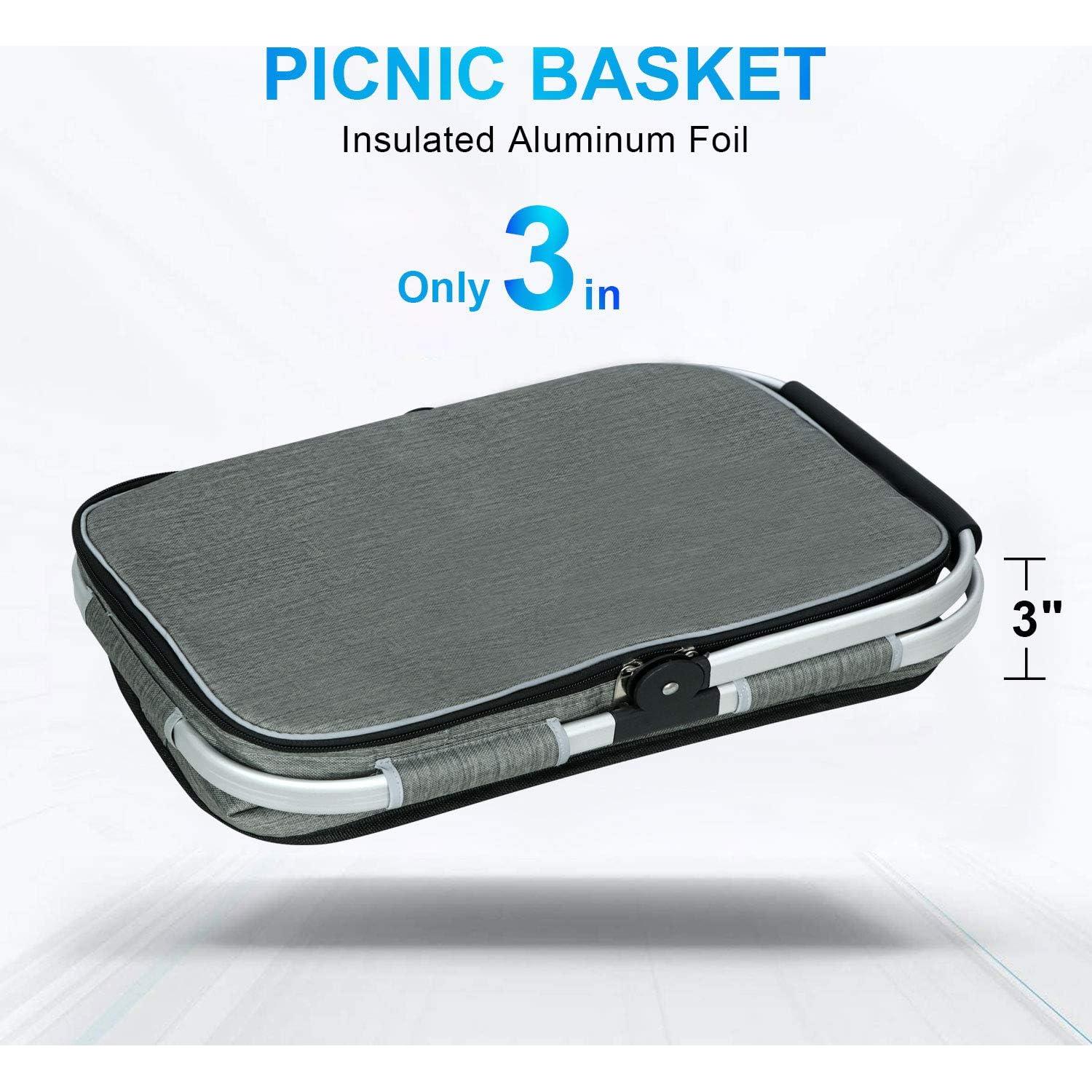 Canasta de Picnic LIQING 35L Aislada Plegable Gris