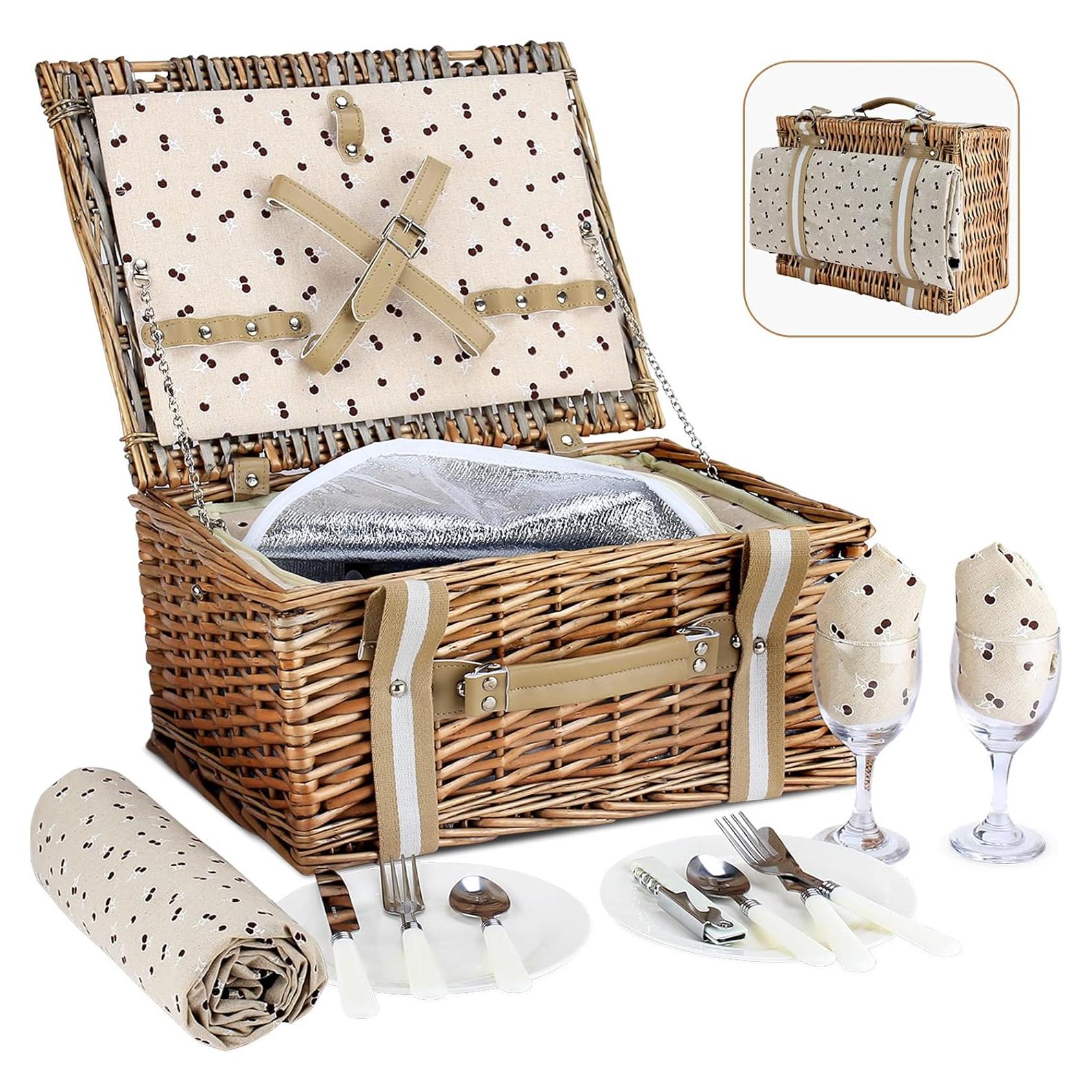 Cesta de Picnic G GOOD GAIN con Cooler y Manta Impermeable