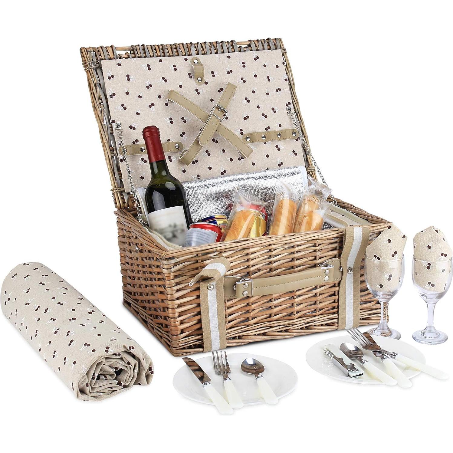 Cesta de Picnic G GOOD GAIN con Cooler y Manta Impermeable