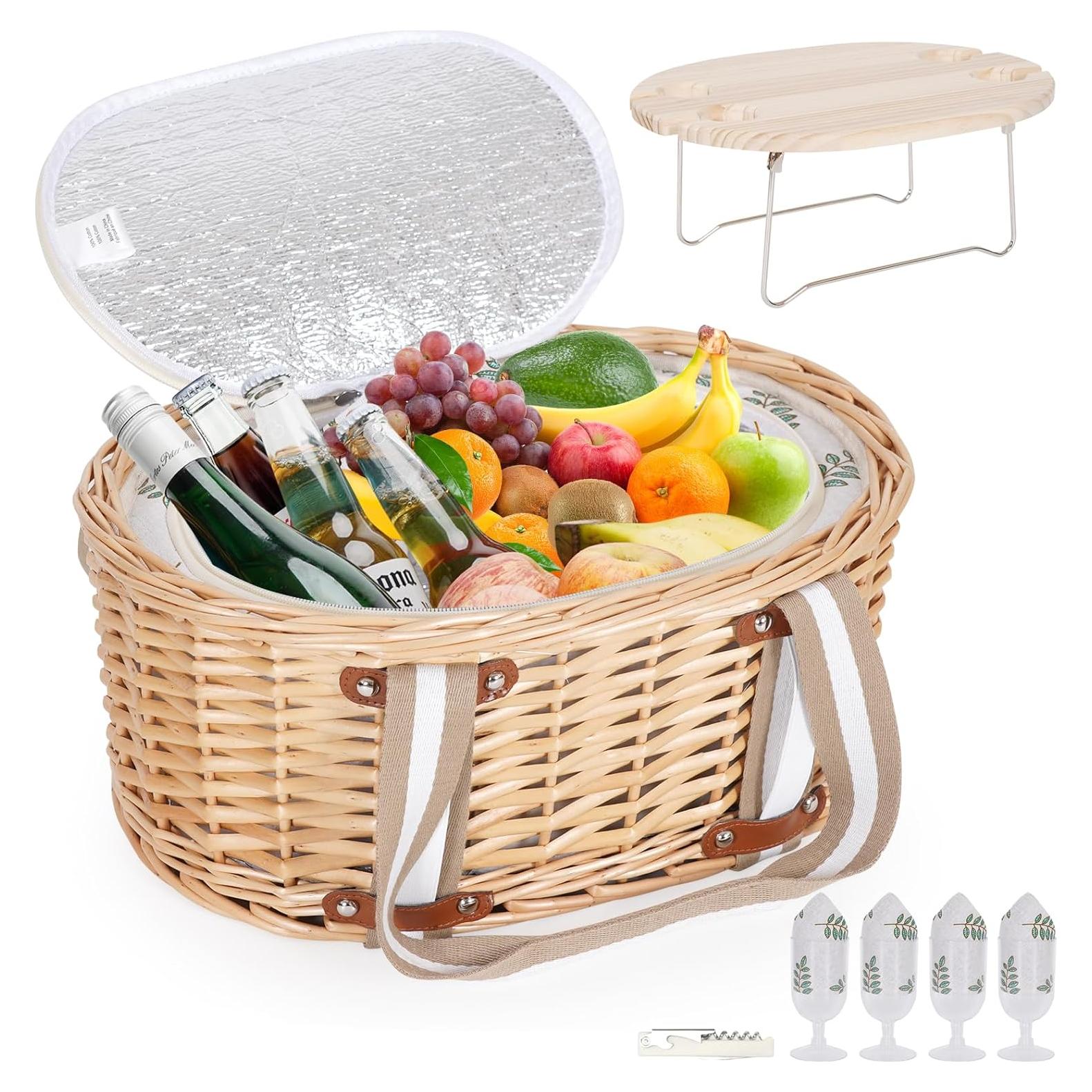 Juego de Cesta de Picnic Zettfuly para 4 Personas - Mimbre Aislada