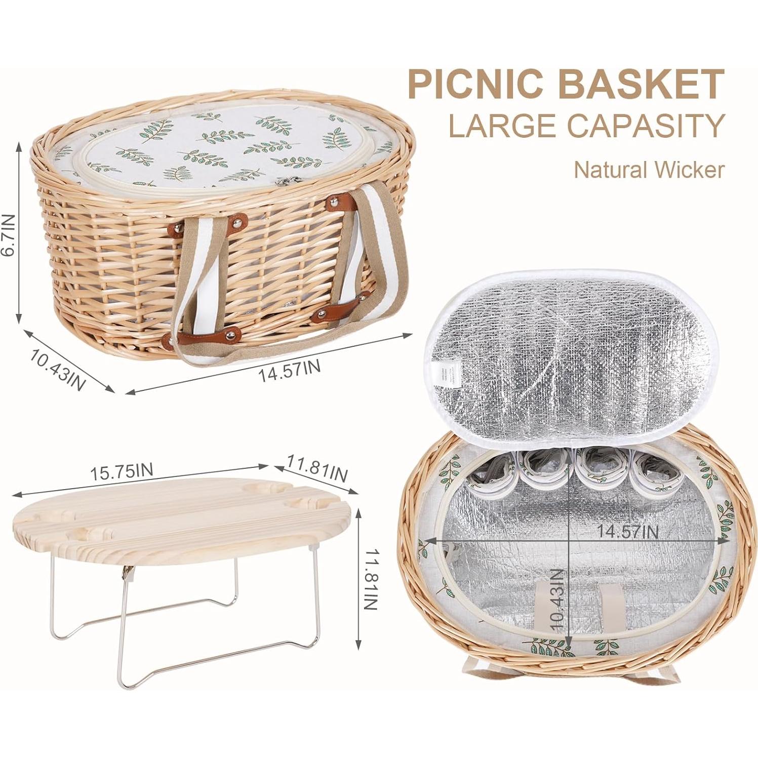 Juego de Cesta de Picnic Zettfuly para 4 Personas - Mimbre Aislada