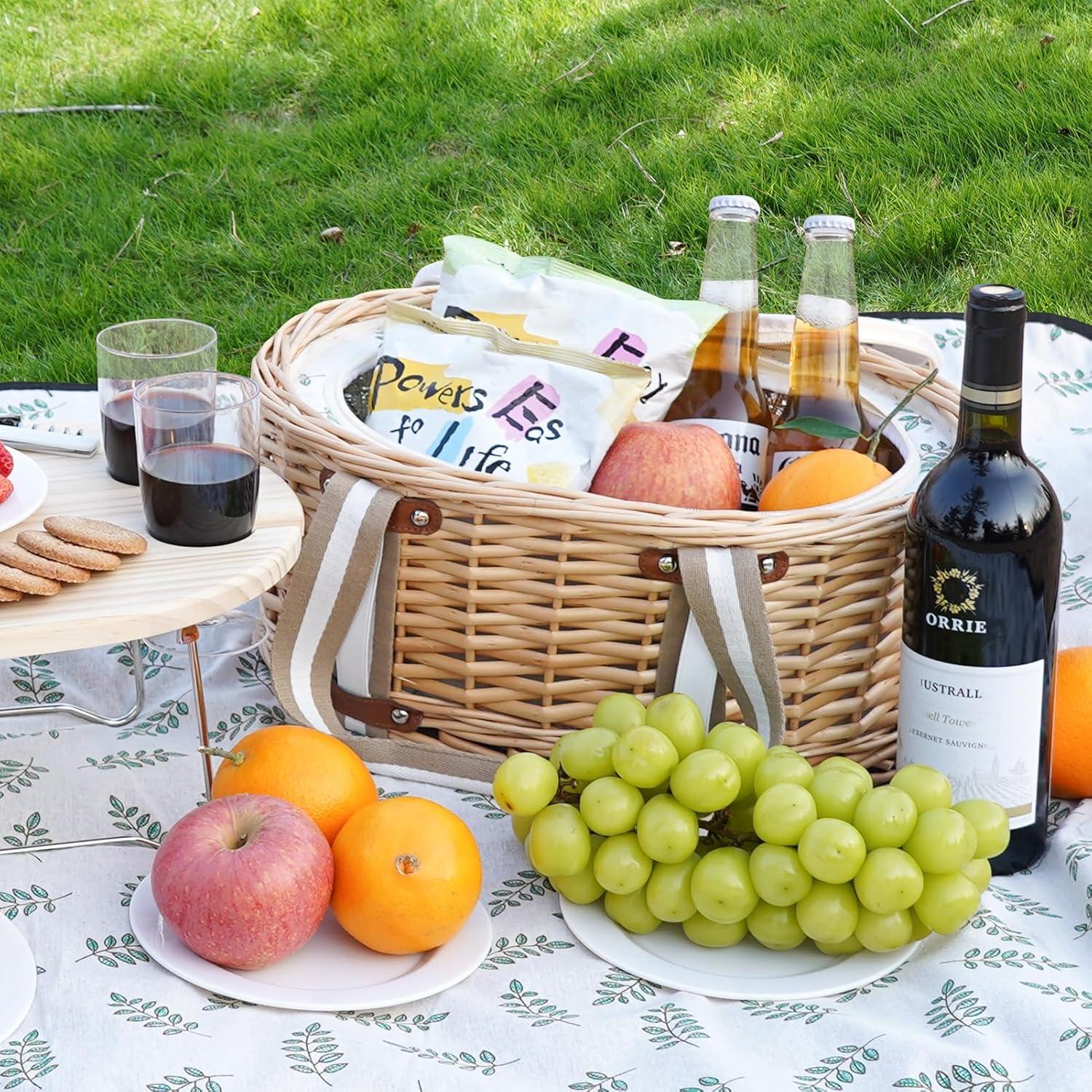 Juego de Cesta de Picnic Zettfuly para 4 Personas - Mimbre Aislada