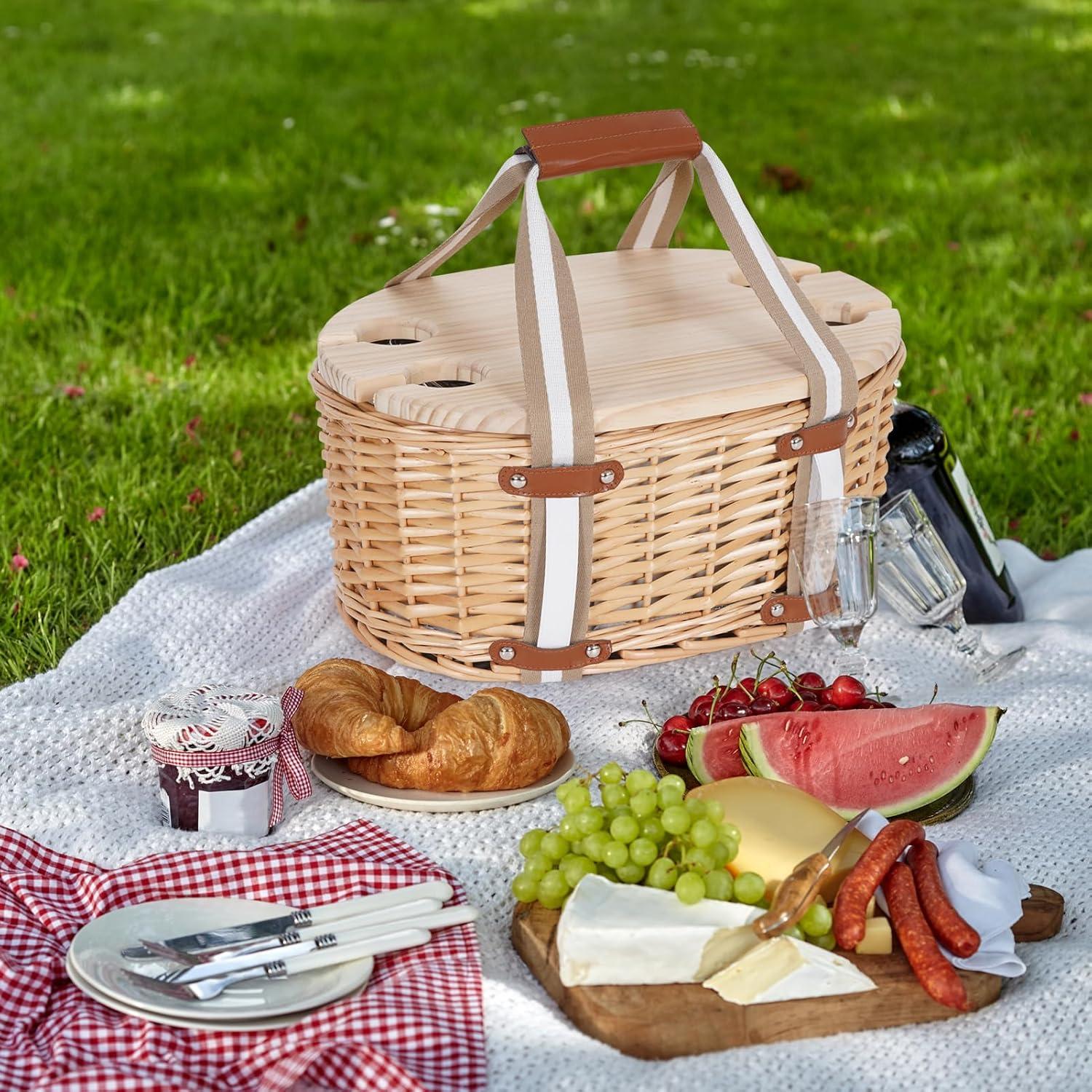 Juego de Cesta de Picnic Zettfuly para 4 Personas - Mimbre Aislada