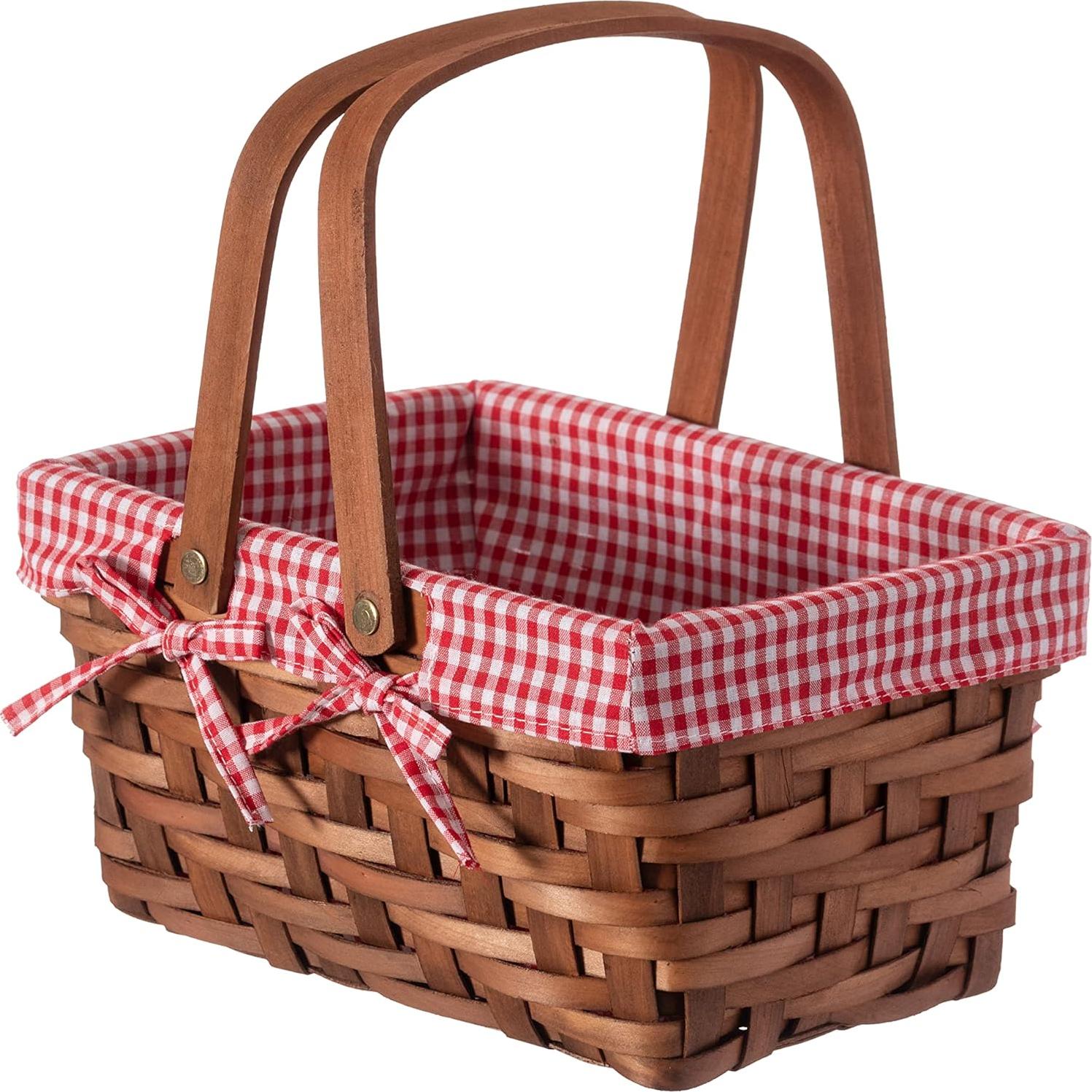 Cesta de Picnic Rectangular Vintiquewise Forrada a Cuadros